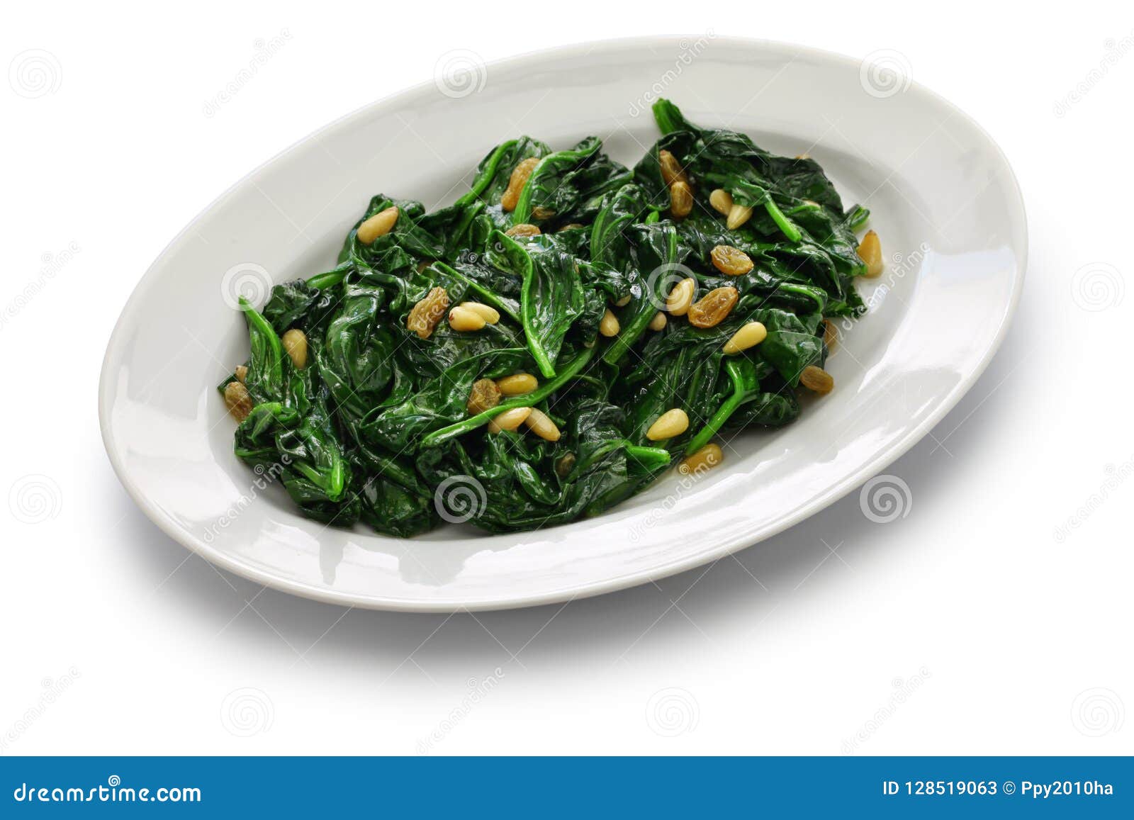 sauteed spinach with raisins and pine nuts, catalan spinach