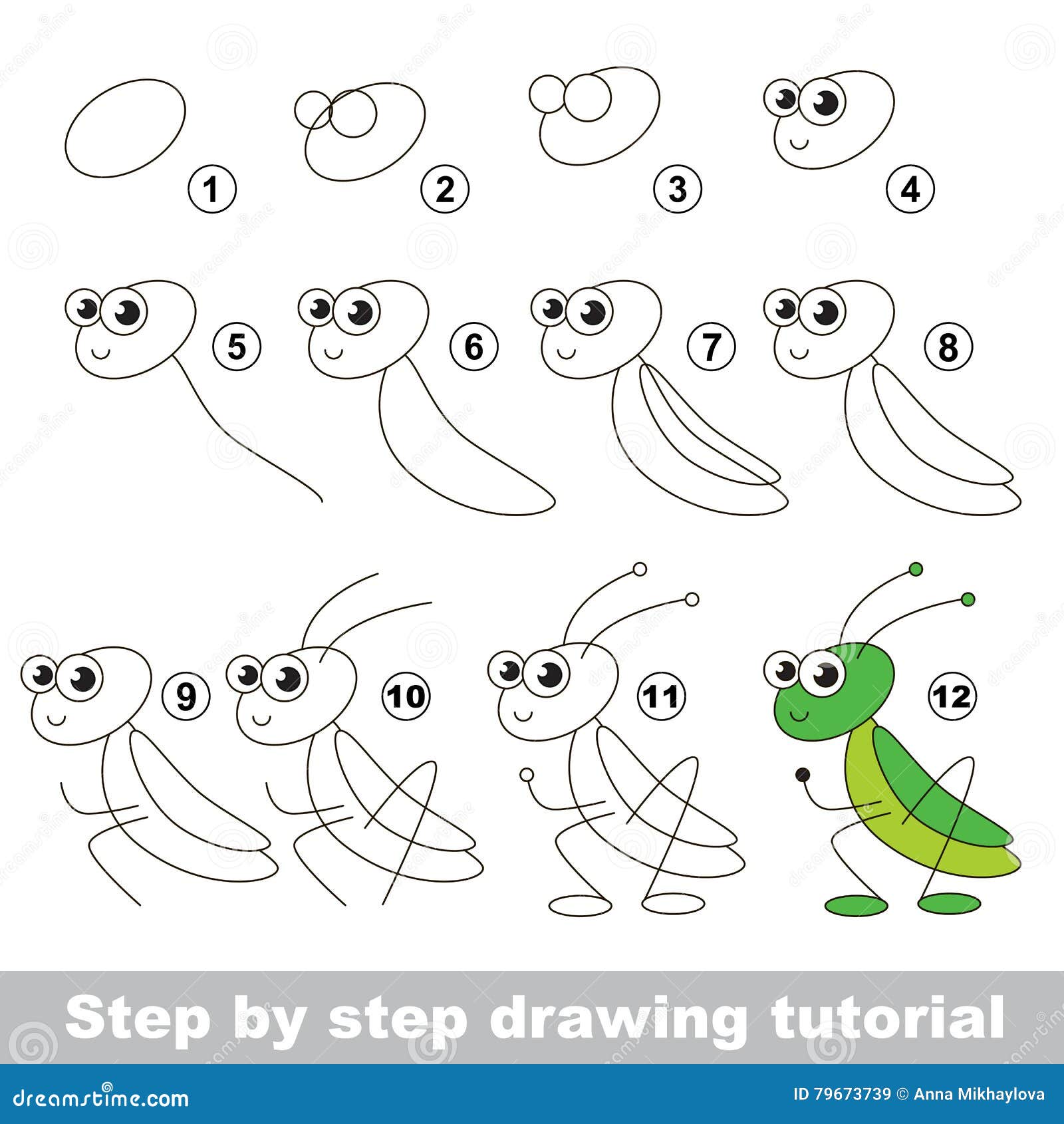 Comment Dessiner Une Fourmi Facile Sauterelle Cours de dessin illustration de vecteur. Illustration du opération - 79673739