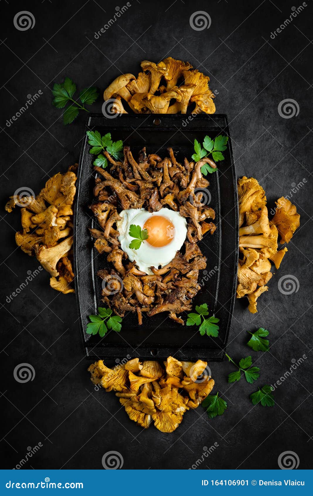 sautÃÂ©ed chanterelles on a dark background