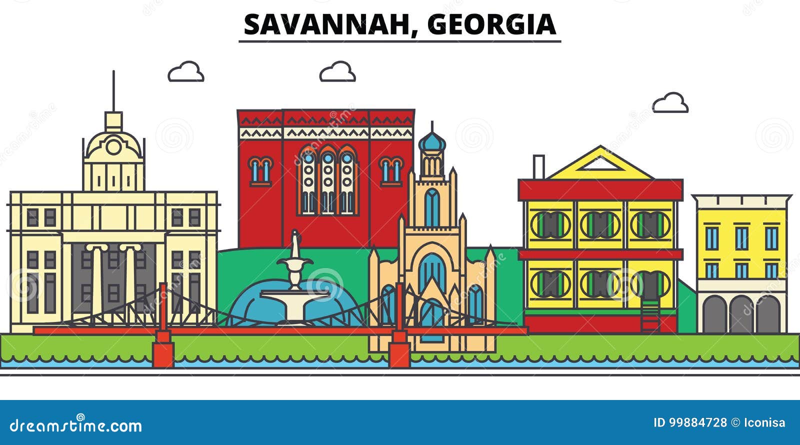 Savannah, City Skyline, Architecture, Buildings, Streets