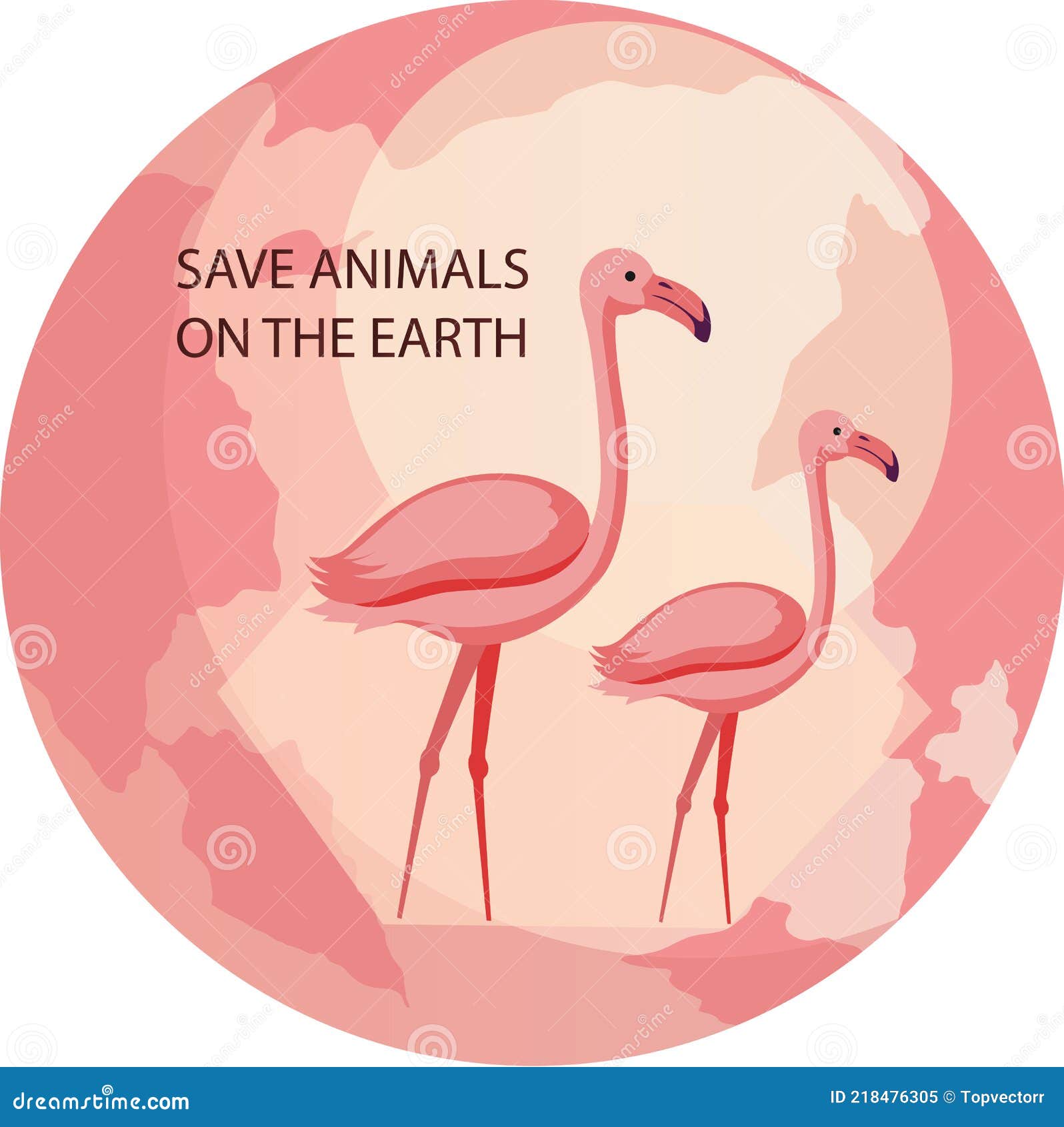 Save Animals on Earth, Environmental Protection Concept. Two Flamingos with  Planet on Background Stock Vector - Illustration of jungle, earth: 218476305