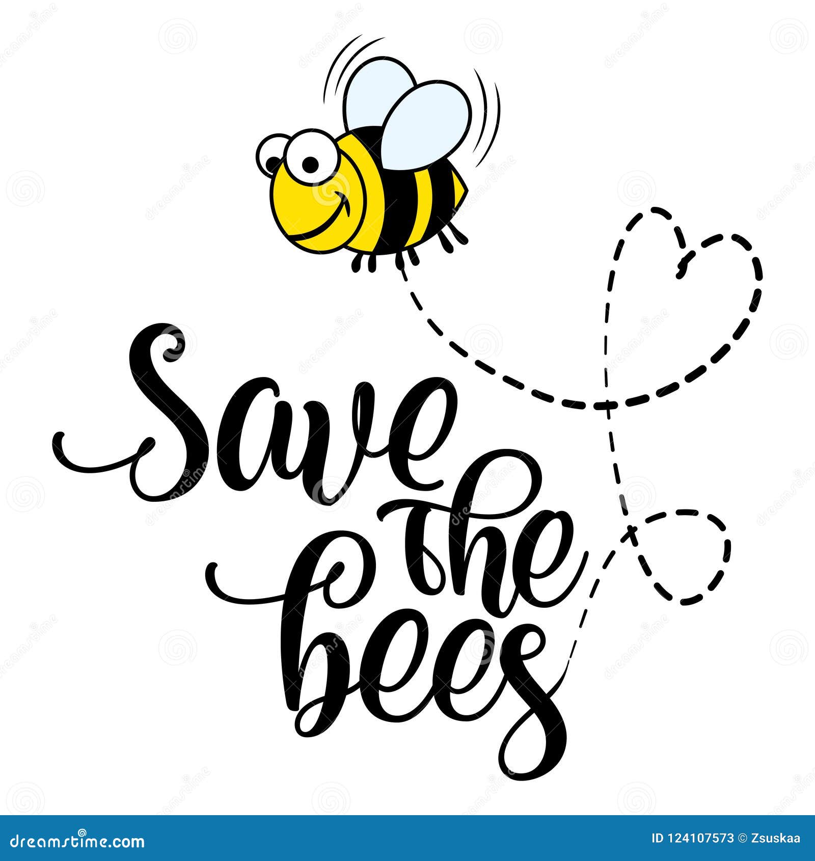 save the bees - funny  text quotes and bee drawing.