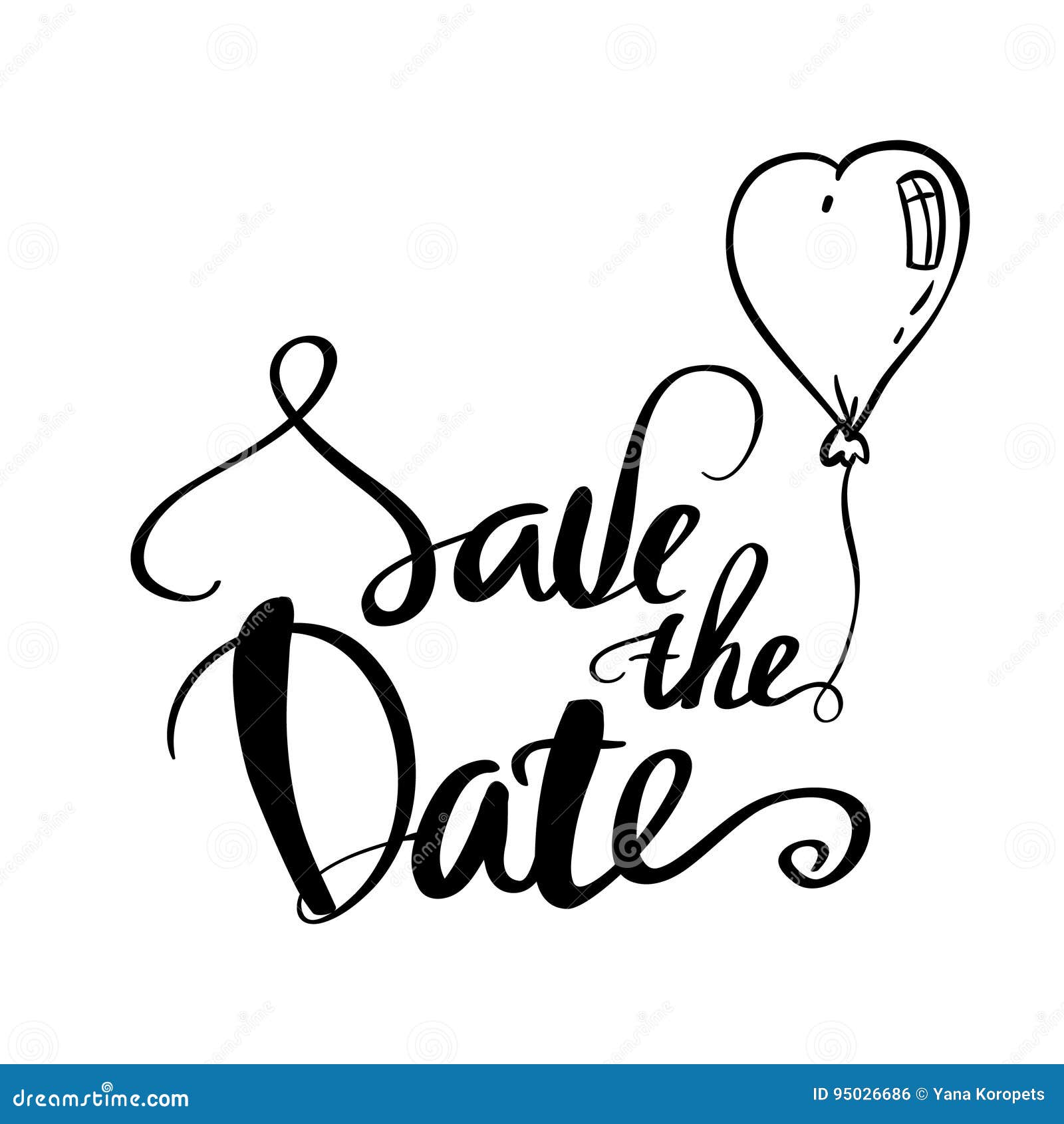 Save The Date Calligraphy For Wedding Or Love Card Stock Vector Illustration Of Marriage Celebration