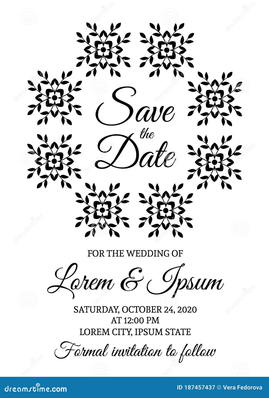 save the date card template. black and white wedding invitation