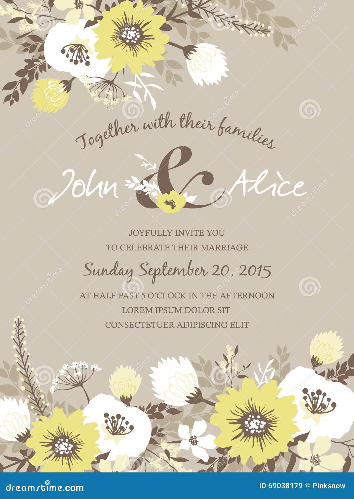 Save the date. Wedding invitation card with beautiful flowers.