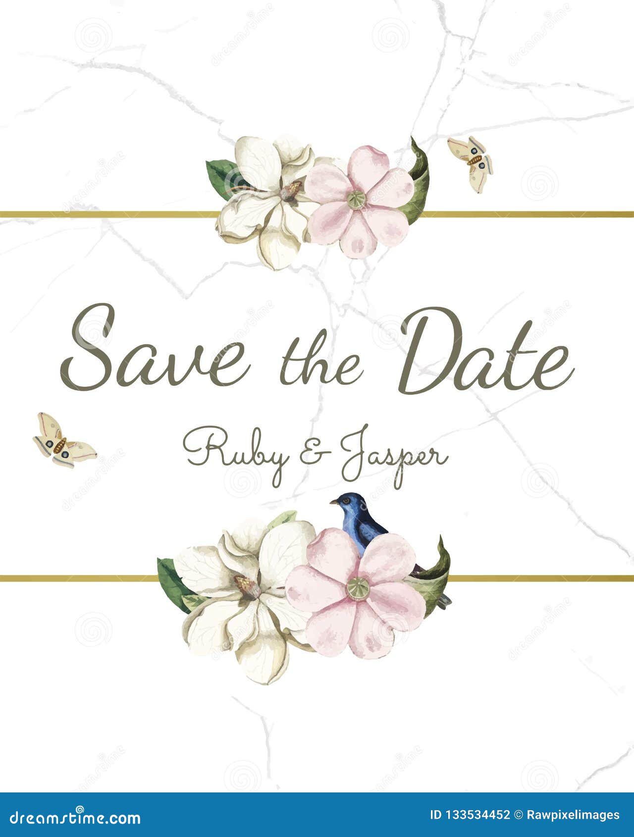 Save The Date Wedding Invitation Mockup Vector Stock Vector Illustration Of Bride Drawn 133534452