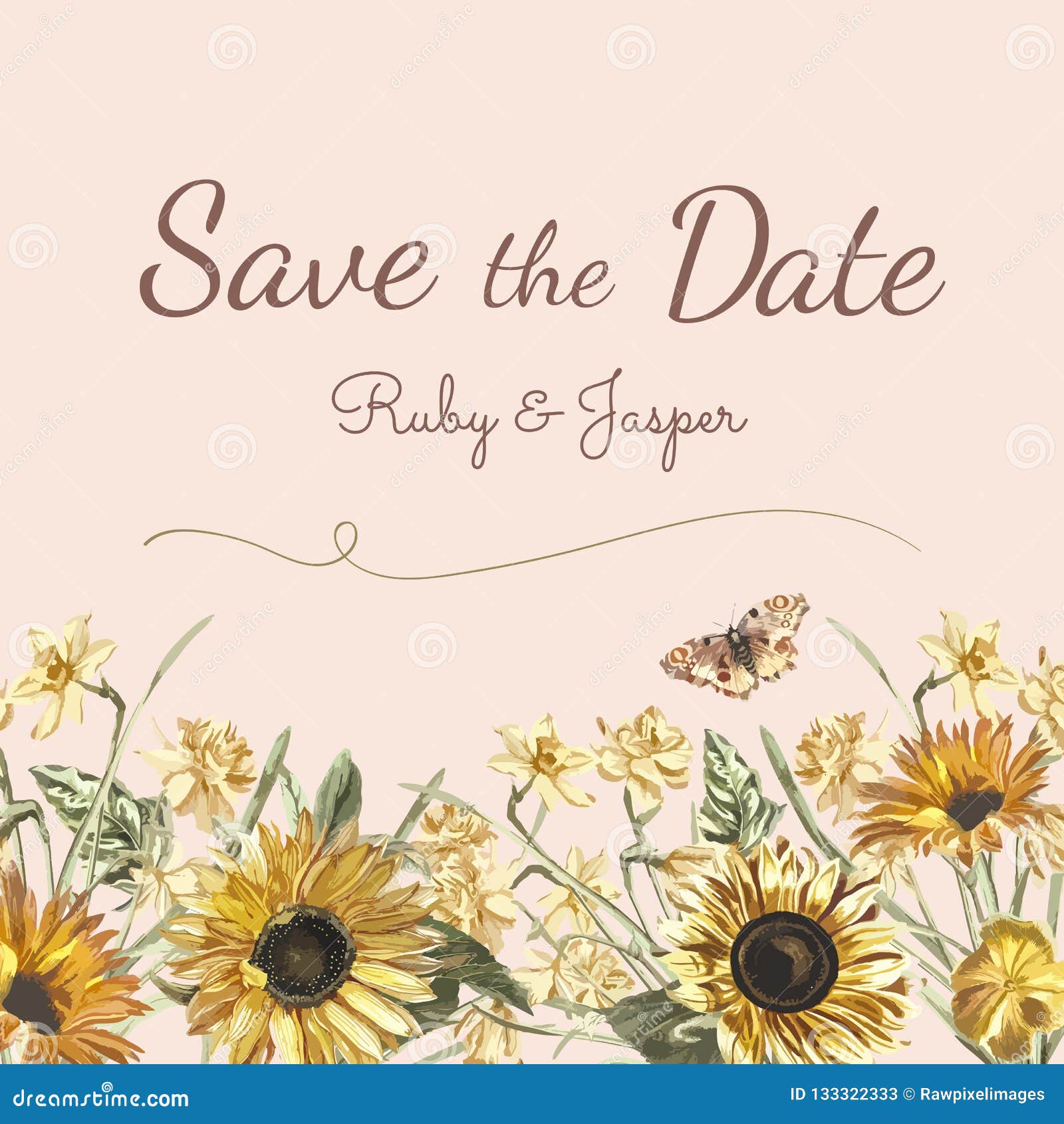 Download Save The Date Wedding Invitation Mockup Vector Stock Vector Illustration Of Blossom Decorative 133322333