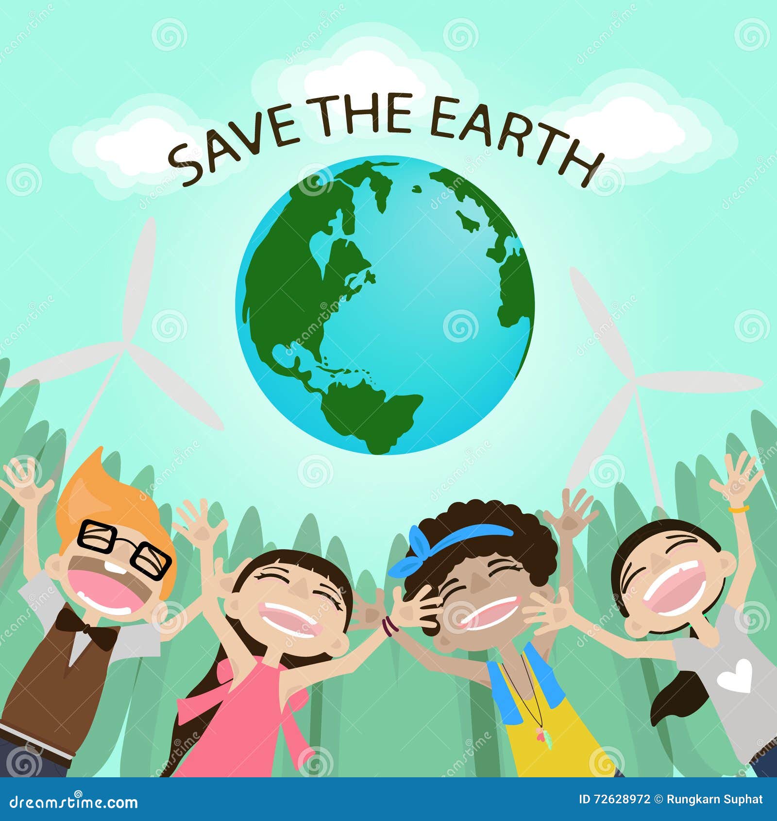 Save Earth Global Environment Boy Girl Concept Stock Image