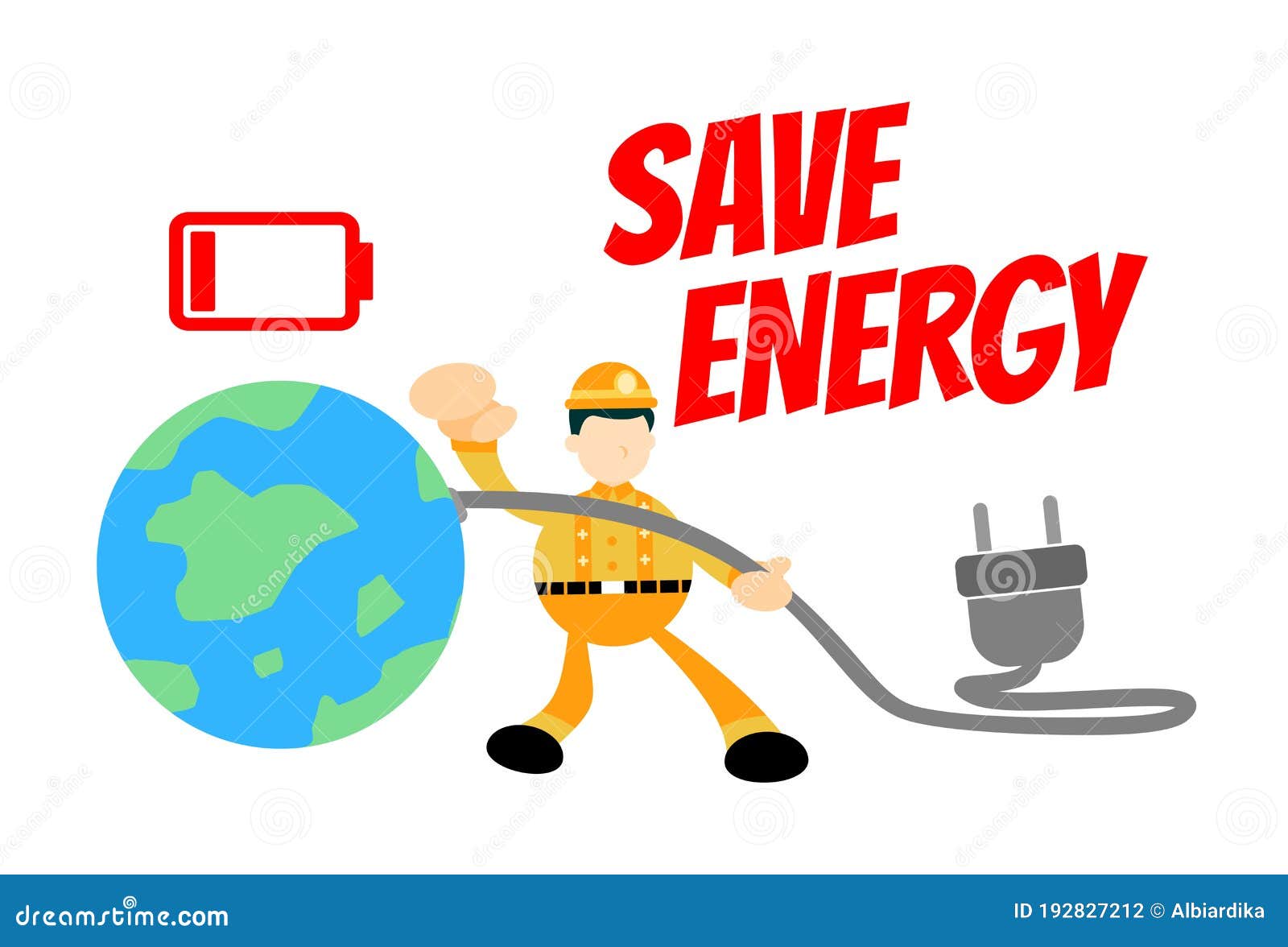 Worker Save Energy Earth World Cartoon Doodle Flat Design Style Stock  Vector - Illustration of recycle, industry: 192827212