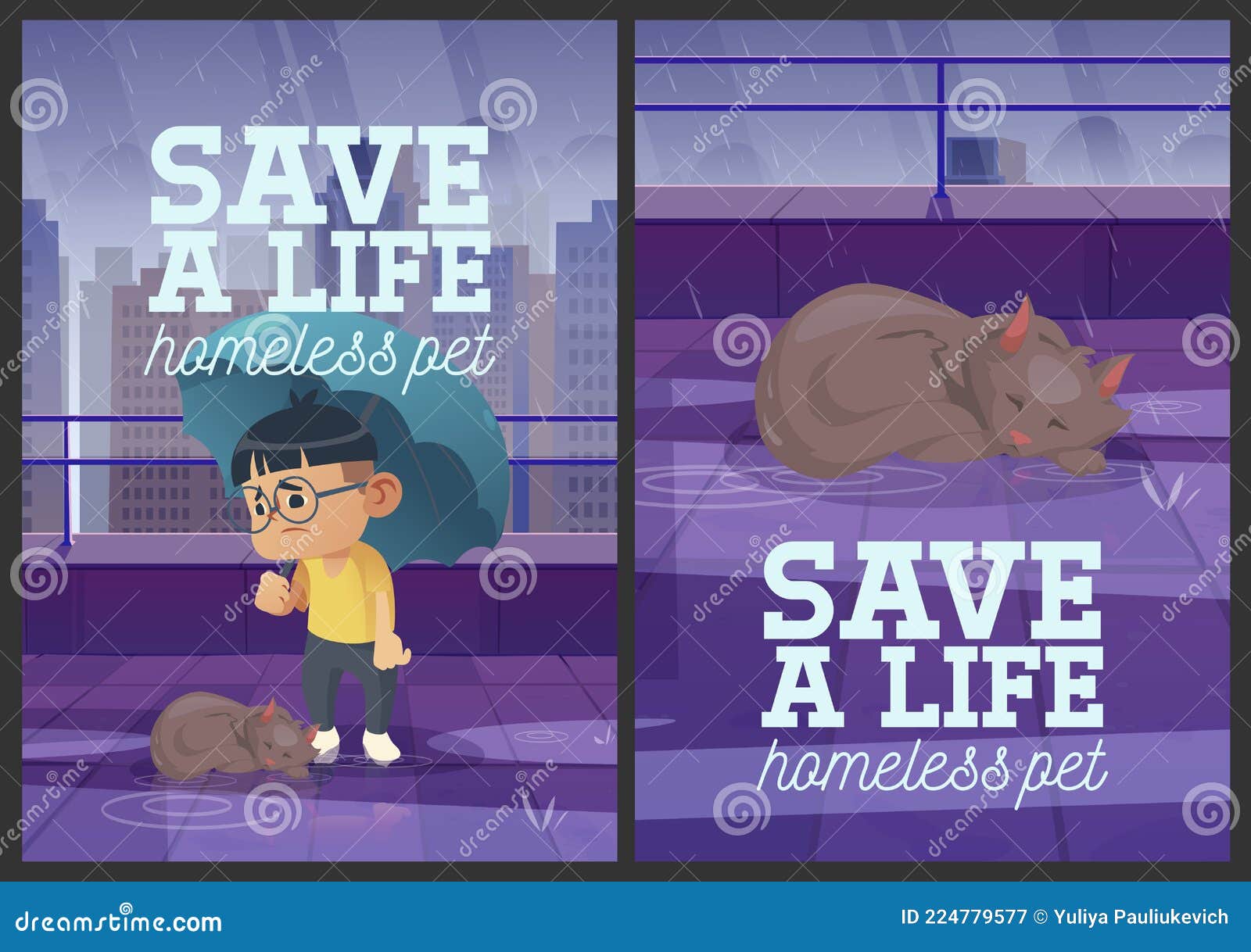 Save a Life Homeless Pet Cartoon Posters Design Stock Vector - Illustration  of charity, kind: 224779577