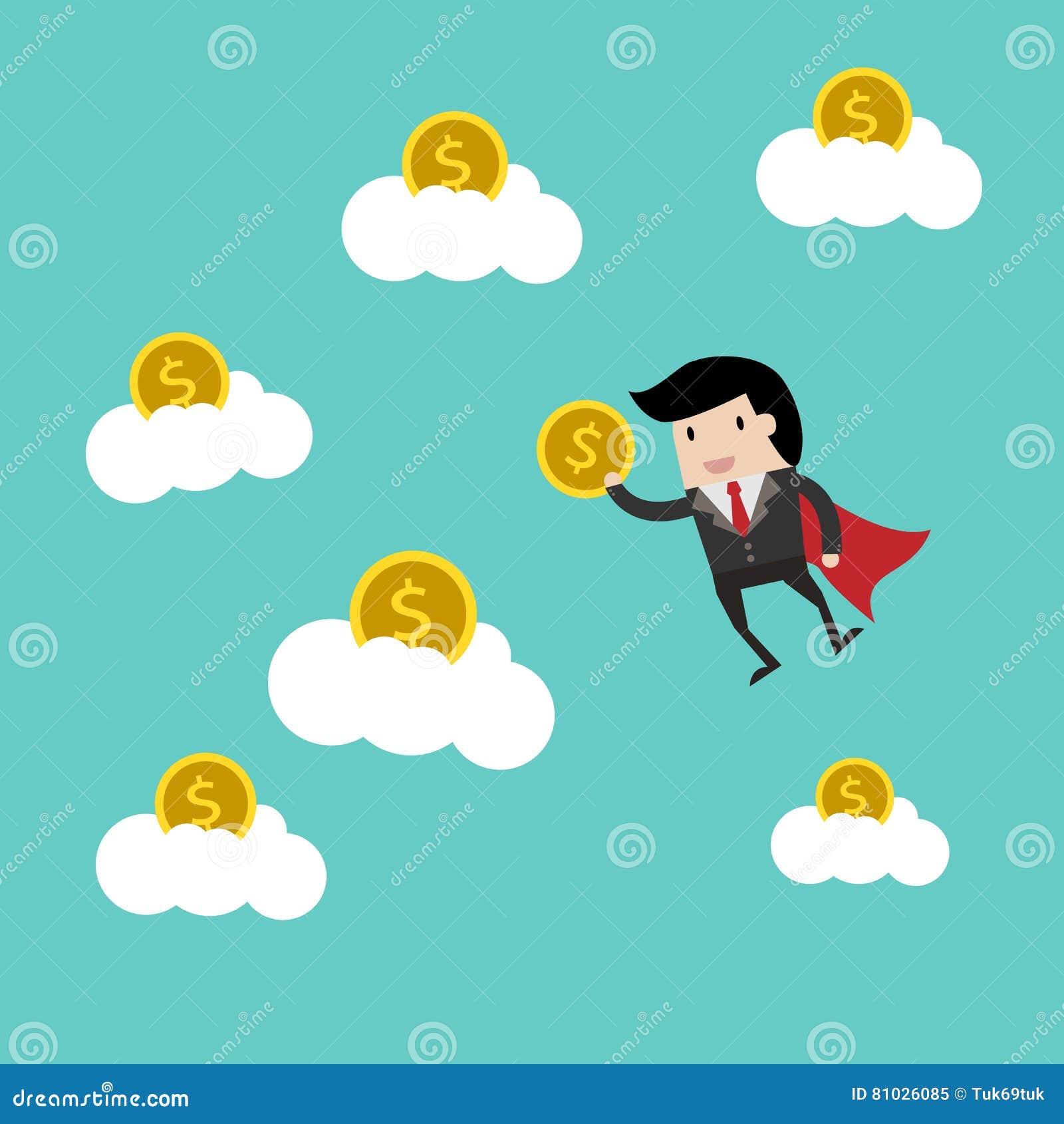 save money for investment concept,cartoon businessman with money in his hand to save. cartoon illu