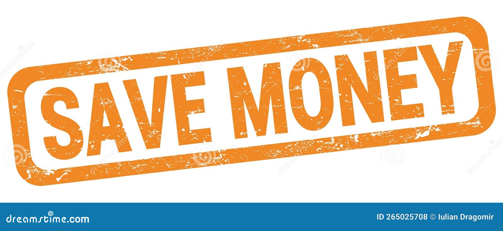 SAVE MONEY Text Written on Orange Rectangle Stamp Stock Illustration