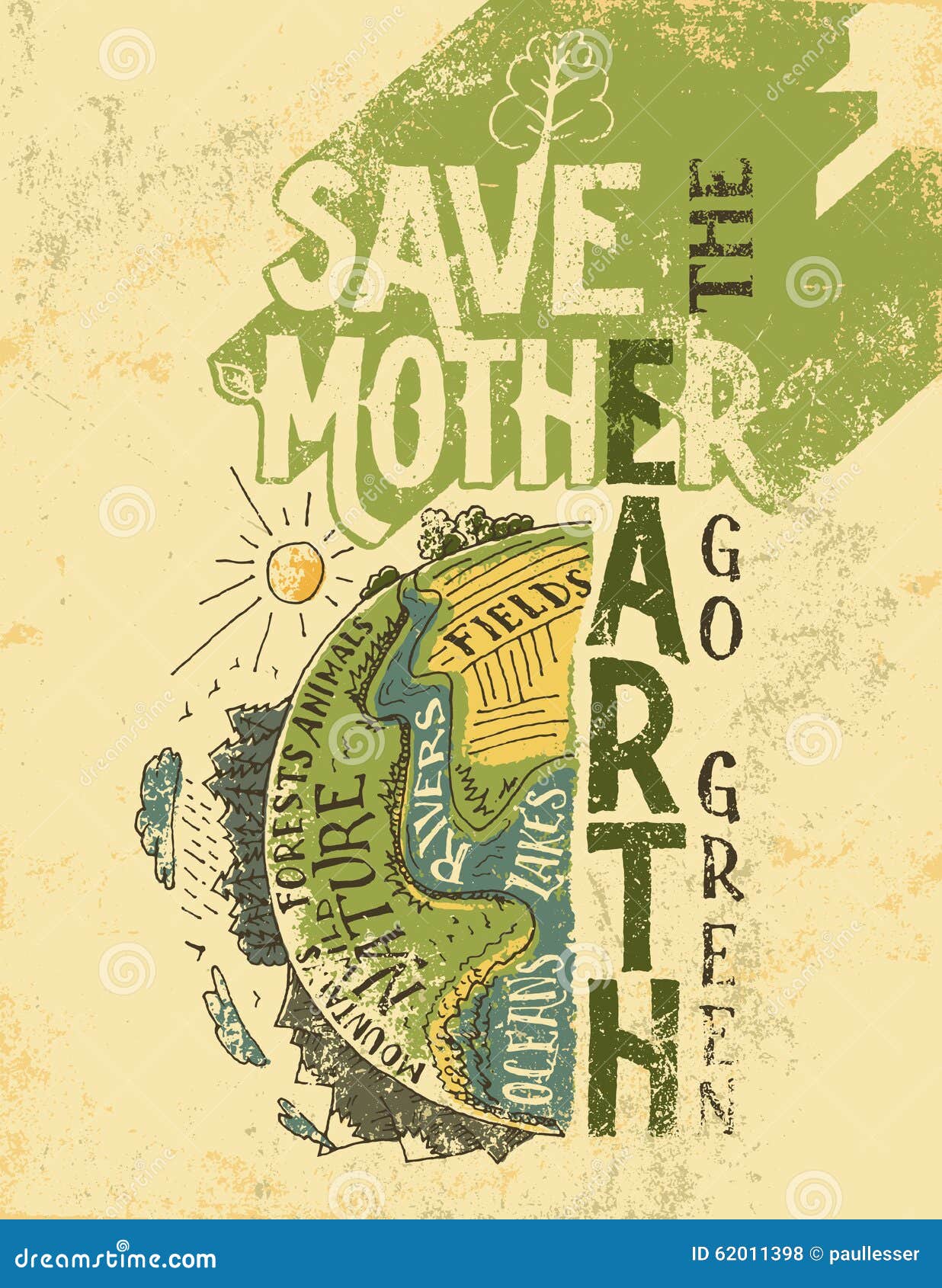 Hand Drawn Ecological Earth Day Poster, Save The Planet Royalty Free SVG,  Cliparts, Vectors, and Stock Illustration. Image 73398552.