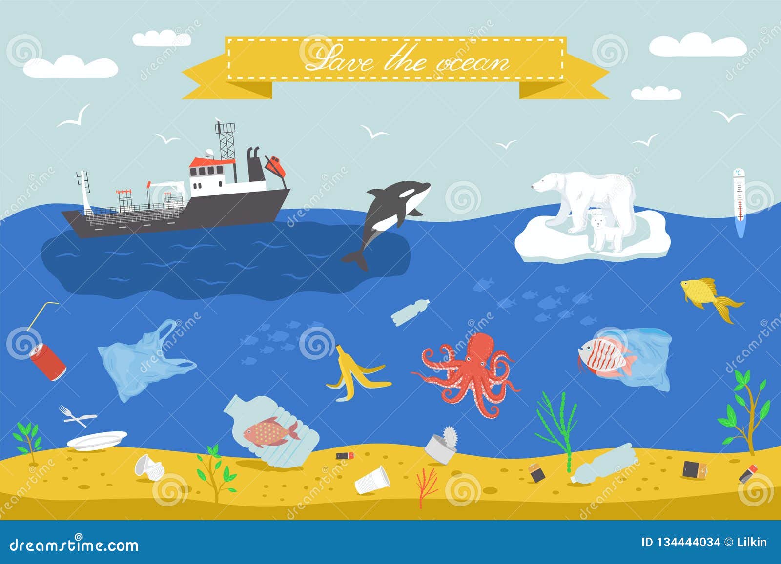 Save the Ocean Vector Illustration Stock Vector - Illustration of ...