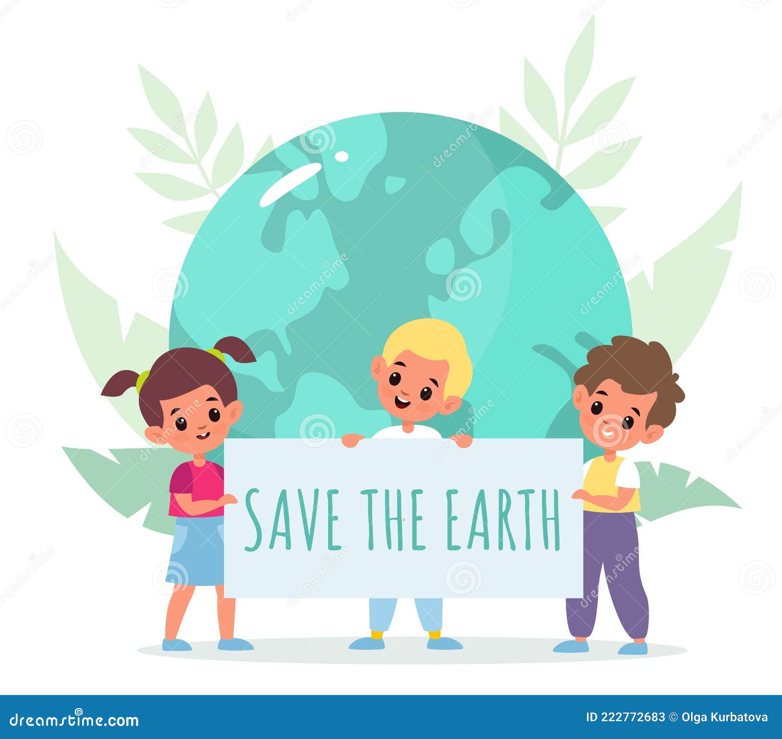 Save Planet. Cartoon Kids Holding Placard. Boys and Girls Take Care of Earth  Nature. Ecological Activists. Children with Stock Vector - Illustration of  globe, placard: 222772683