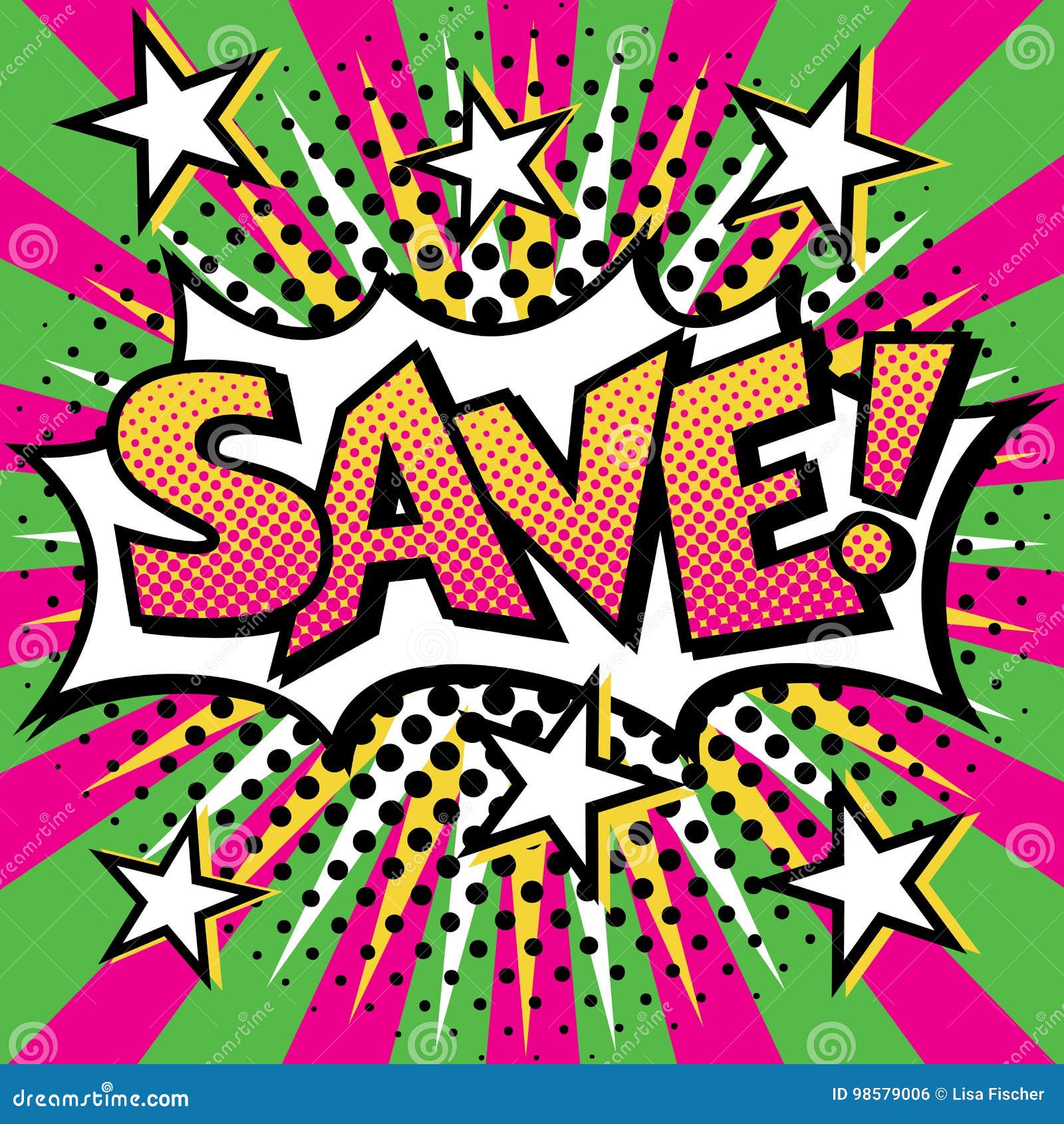 SAVE Pop Art Text Design  stock vector Illustration of 