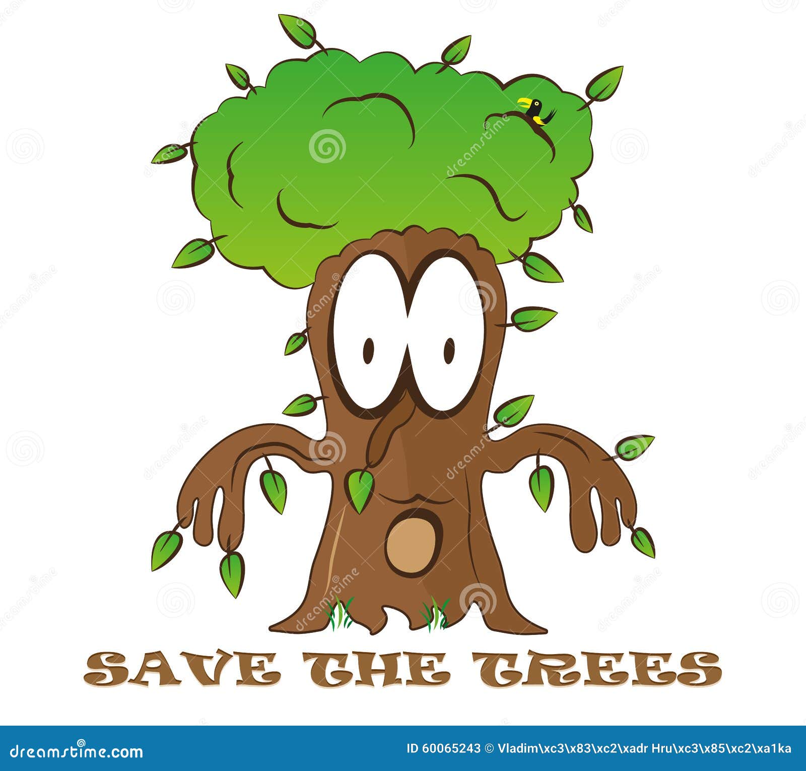 Save Tree Cute Cartoon Fantasy Kid Green Logo Vector Eco ...