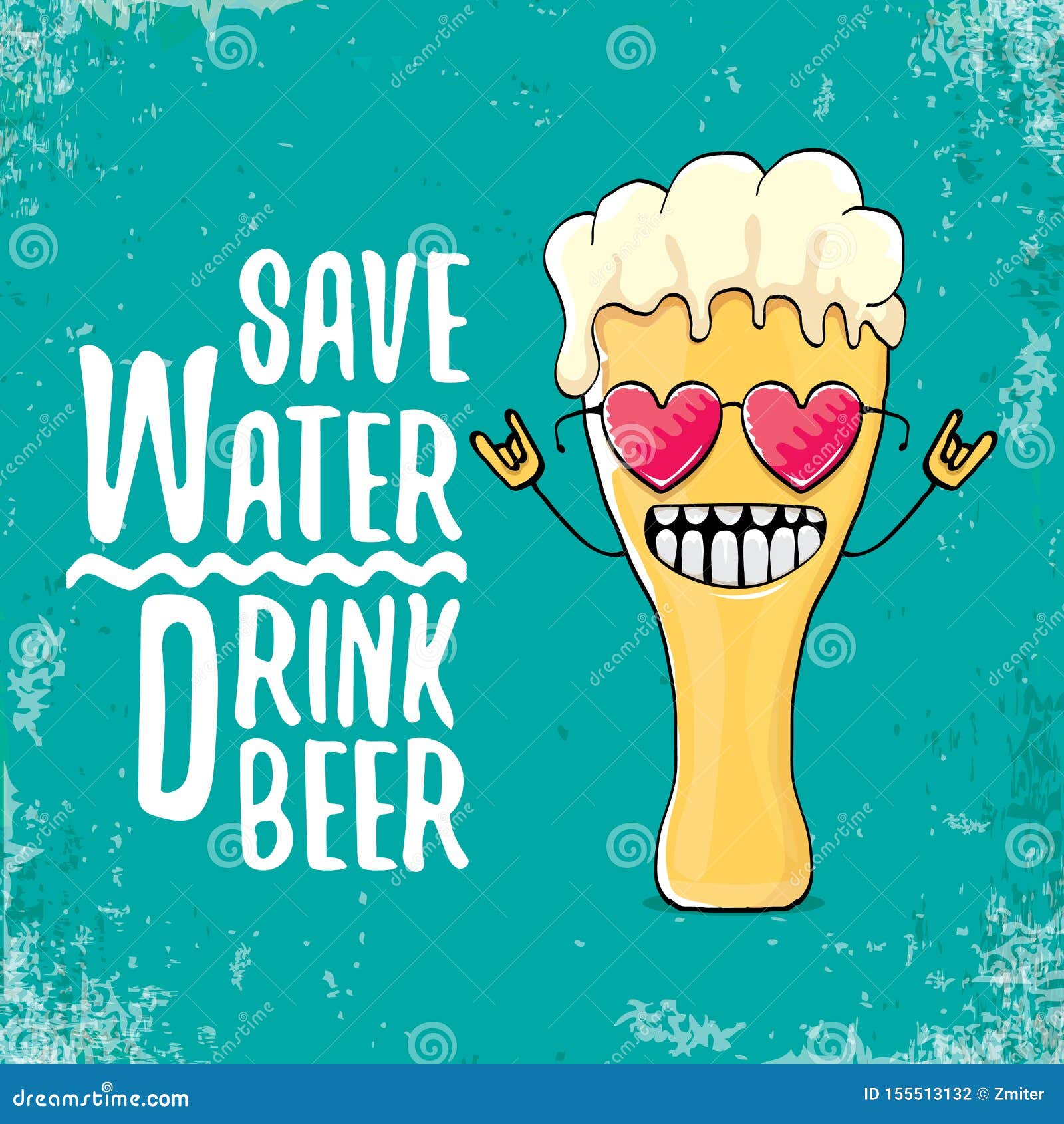 Save Water Drink Beer Vector Concept Illustration. Vector Funky Beer  Character with Funny Slogan for Print on Tee or Stock Vector - Illustration  of comic, character: 155513132