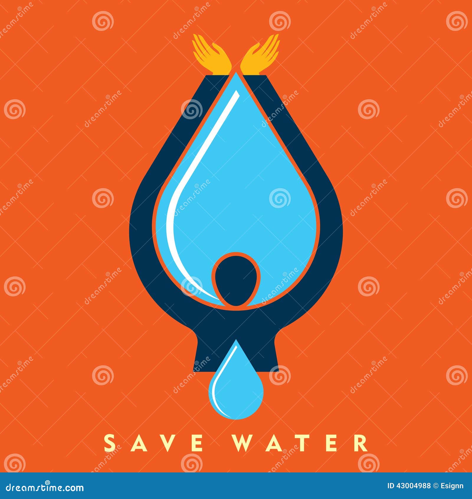 Save water with hands stock vector. Illustration of hand - 43004988