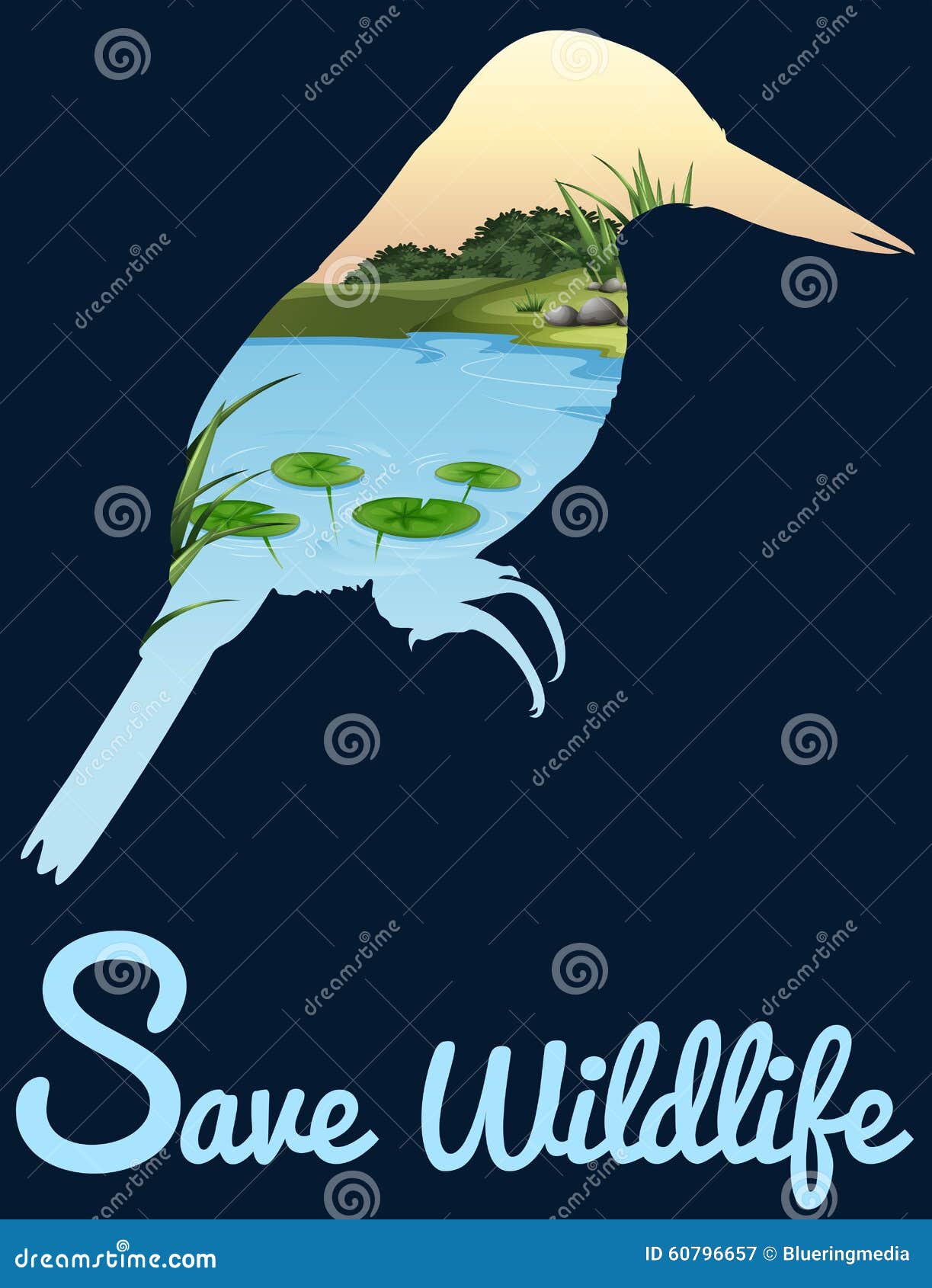 Save Wildlife Design with Wild Bird Stock Vector - Illustration of aqua, pond: 60796657 Save Wildlife Design with Wild Bird Stock Vector - Illustration of aqua, pond: 60796657