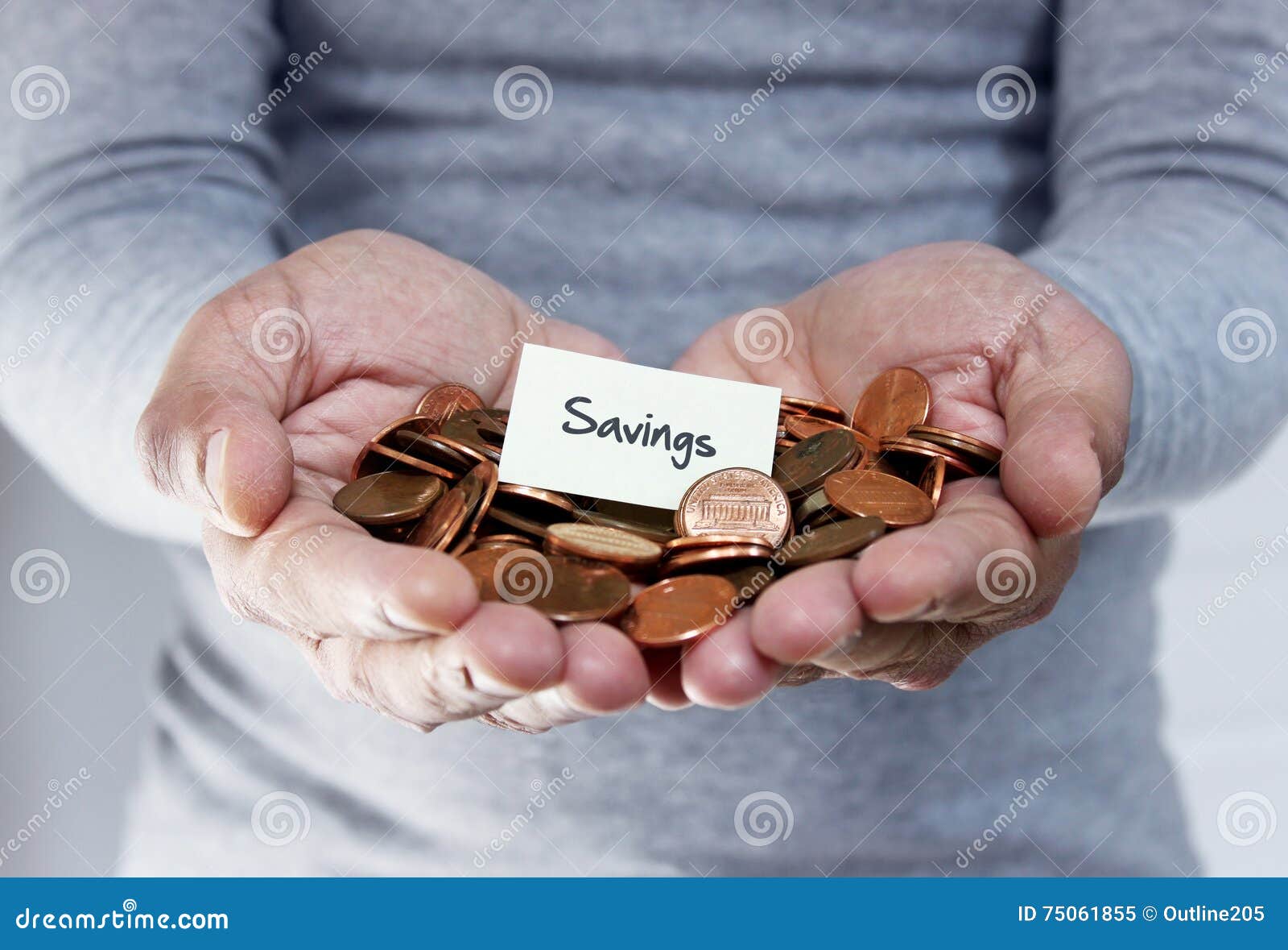 Savings Plan with Loose Coins Stock Image Image of male, hands 75061855