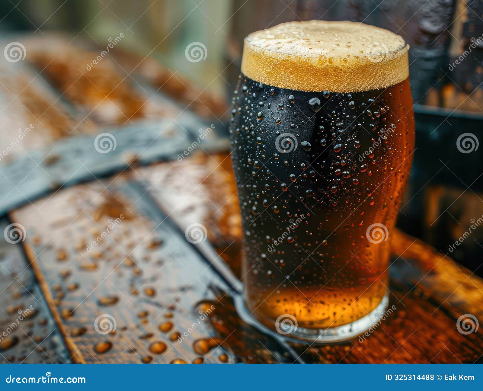 indulge in the rich flavor of a dark brew, perfectly served in an aged setting, capturing the essence of authentic craft beer