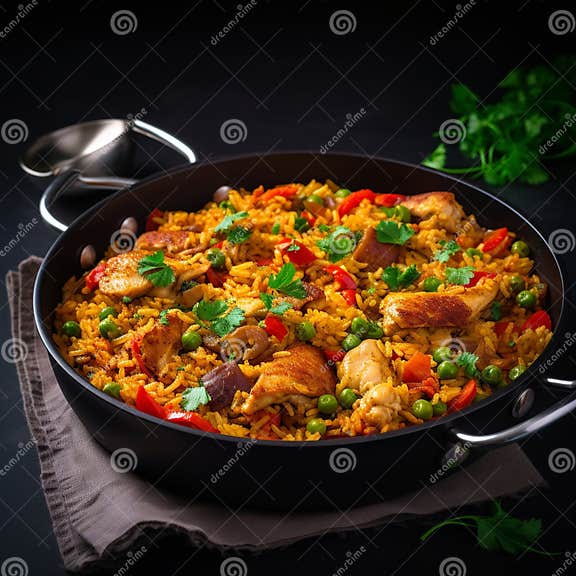 Arroz Con Pollo: Popular Chicken and Rice Dish with Vegetables and