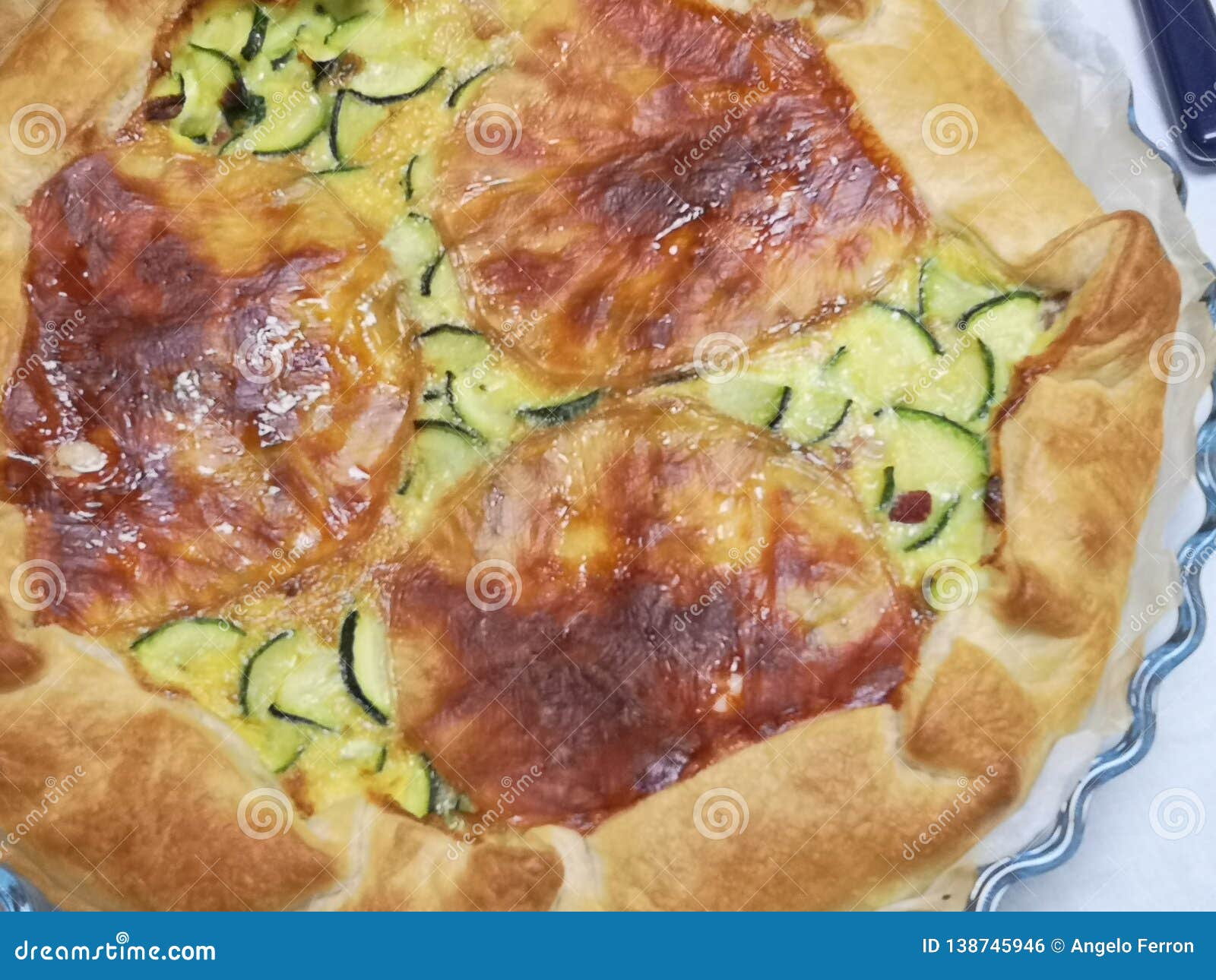 Savory Pie with Puff Pastry Vegetables and Cheese Stock Photo Image