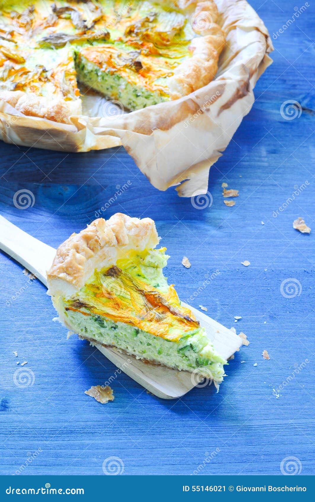 Savory Pie with Ricotta, Parmesan and Zucchini Stock Image Image of