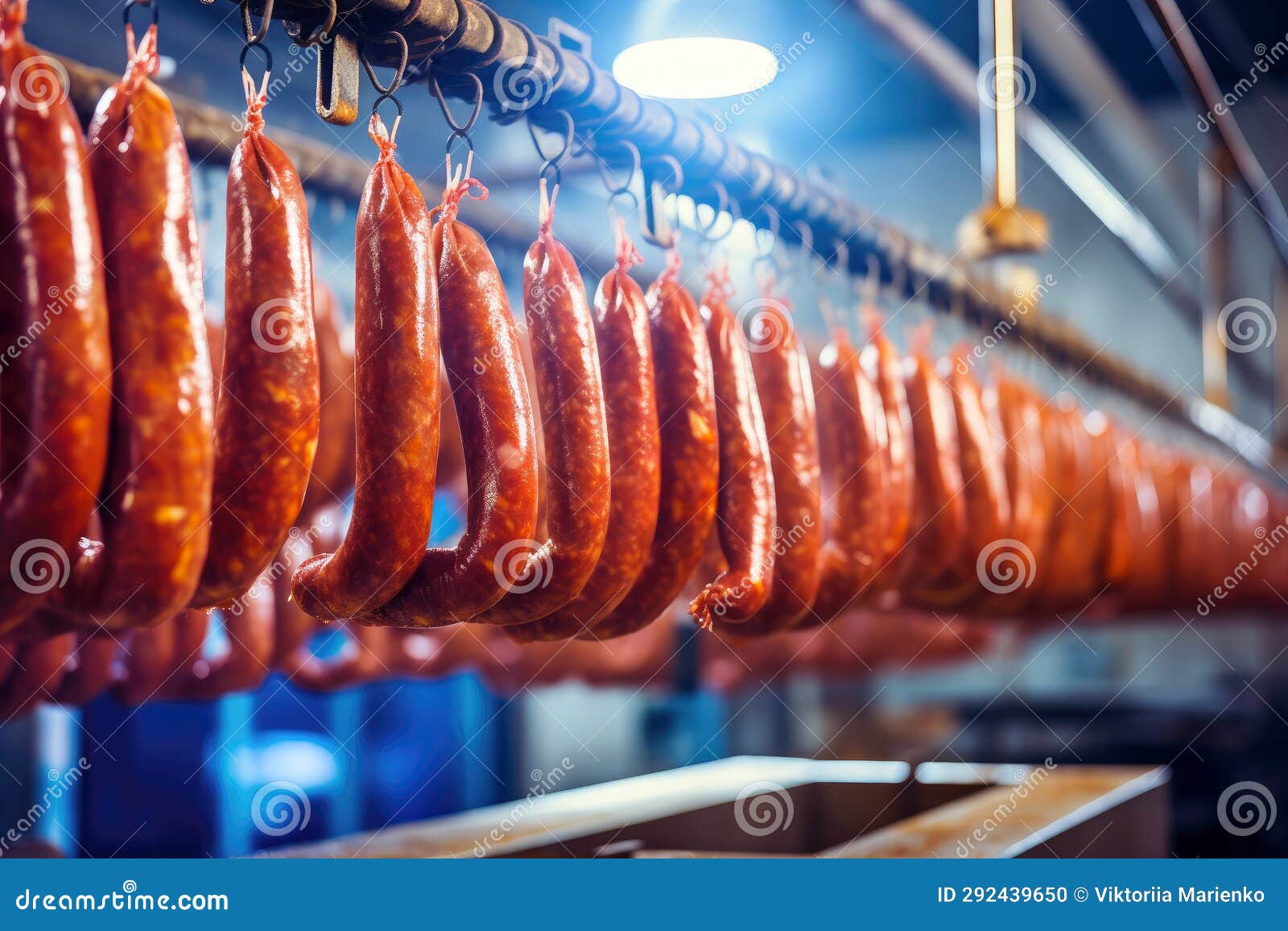 Savory Sausages in the Making Inside the Factory Stock Illustration