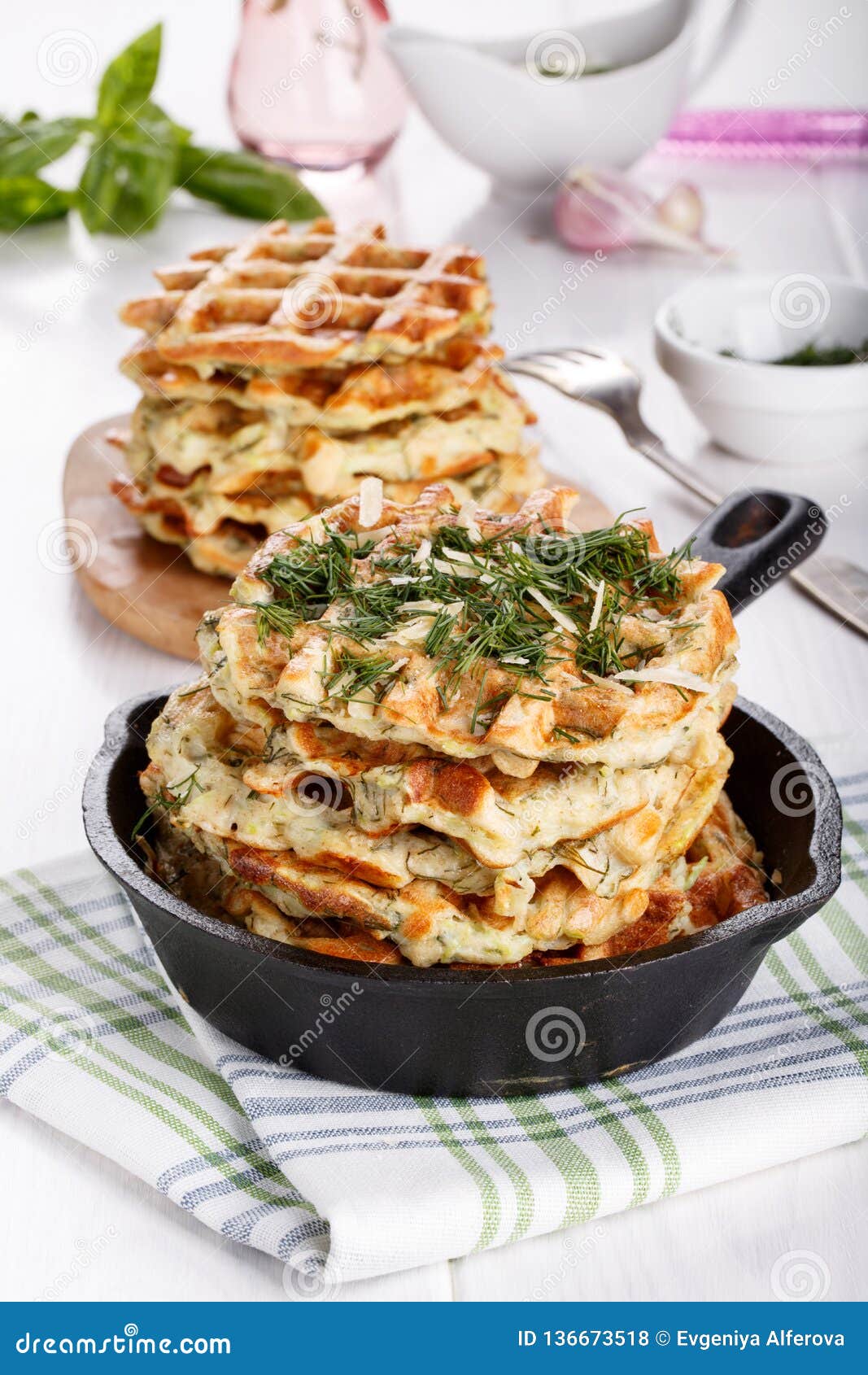 Savory Vegetable Waffles with Cheese and Herbs Stock Photo Image of black, dinner 136673518