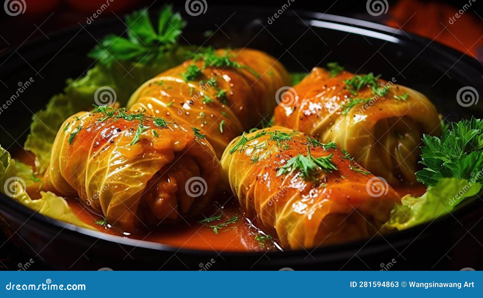 Savoy Cabbage Rolls in Instant Pot Pressure Cooker Generative AI Stock