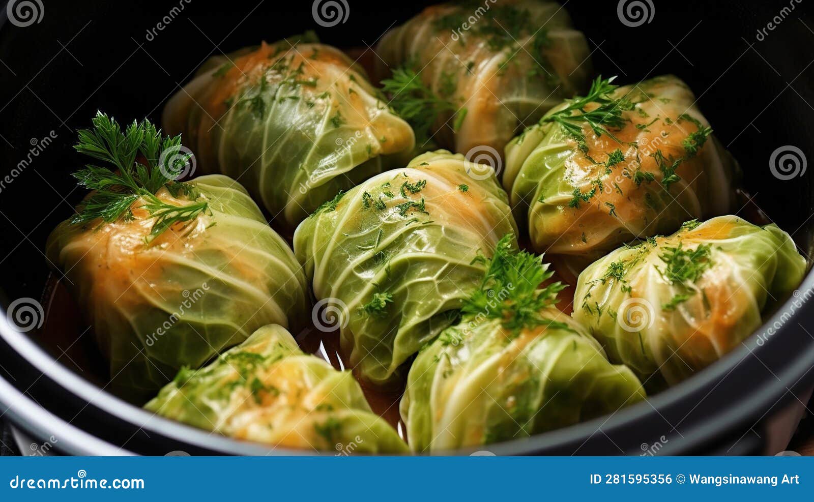 Savoy Cabbage Rolls in Instant Pot Pressure Cooker Generative AI Stock