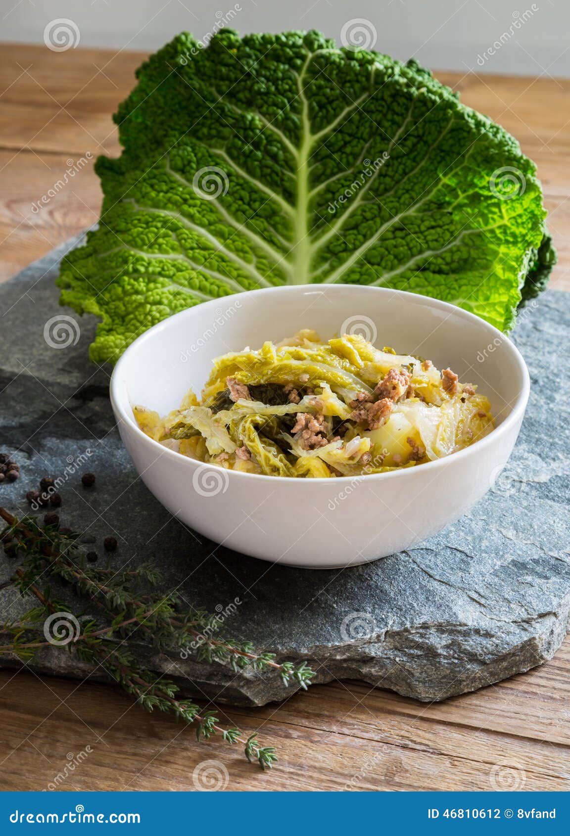 Savoy Cabbage Stew with Potatoes and Minced Stock Photo Image of