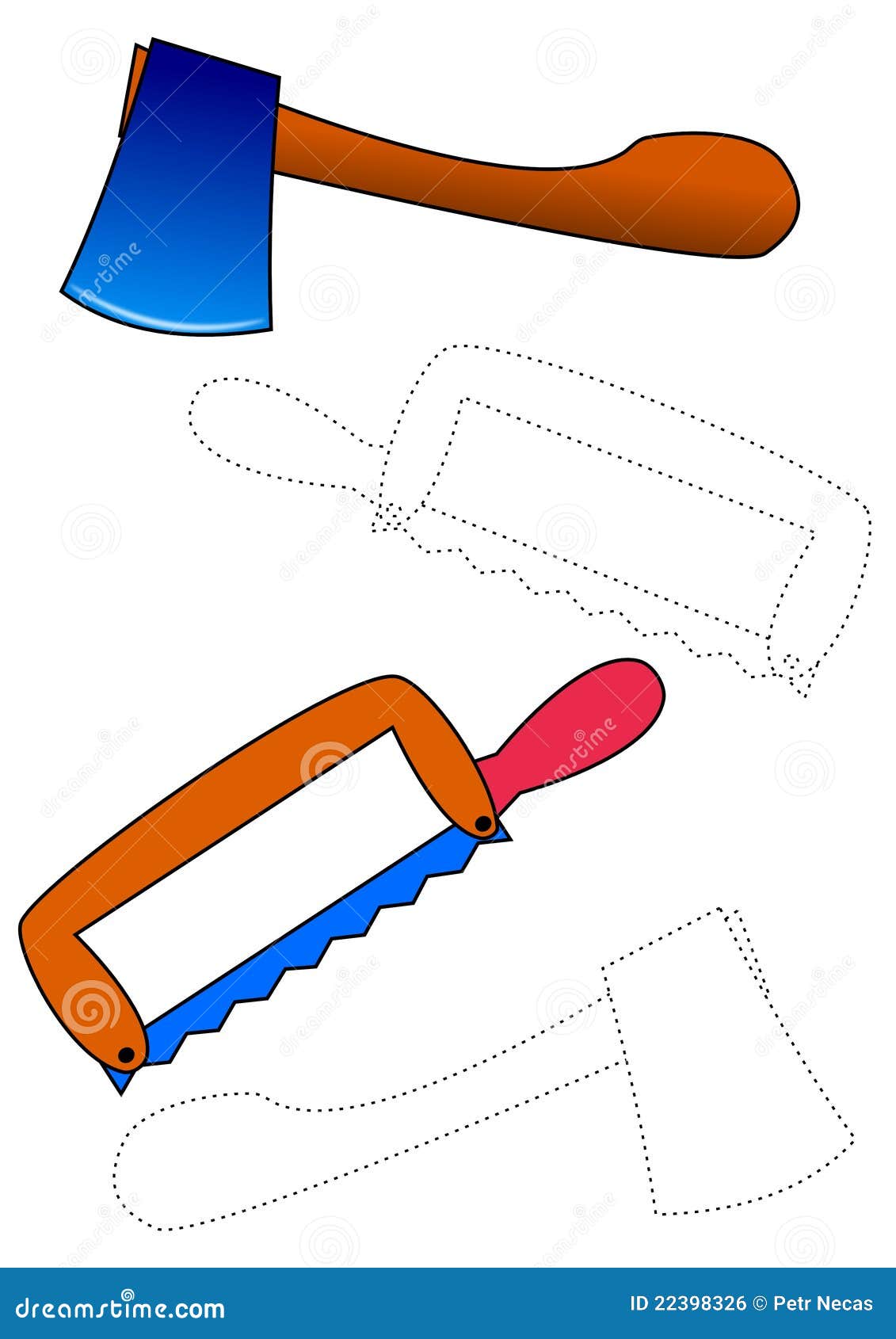 Saw And Ax Coloring Royalty Free Stock Image - Image: 22398326