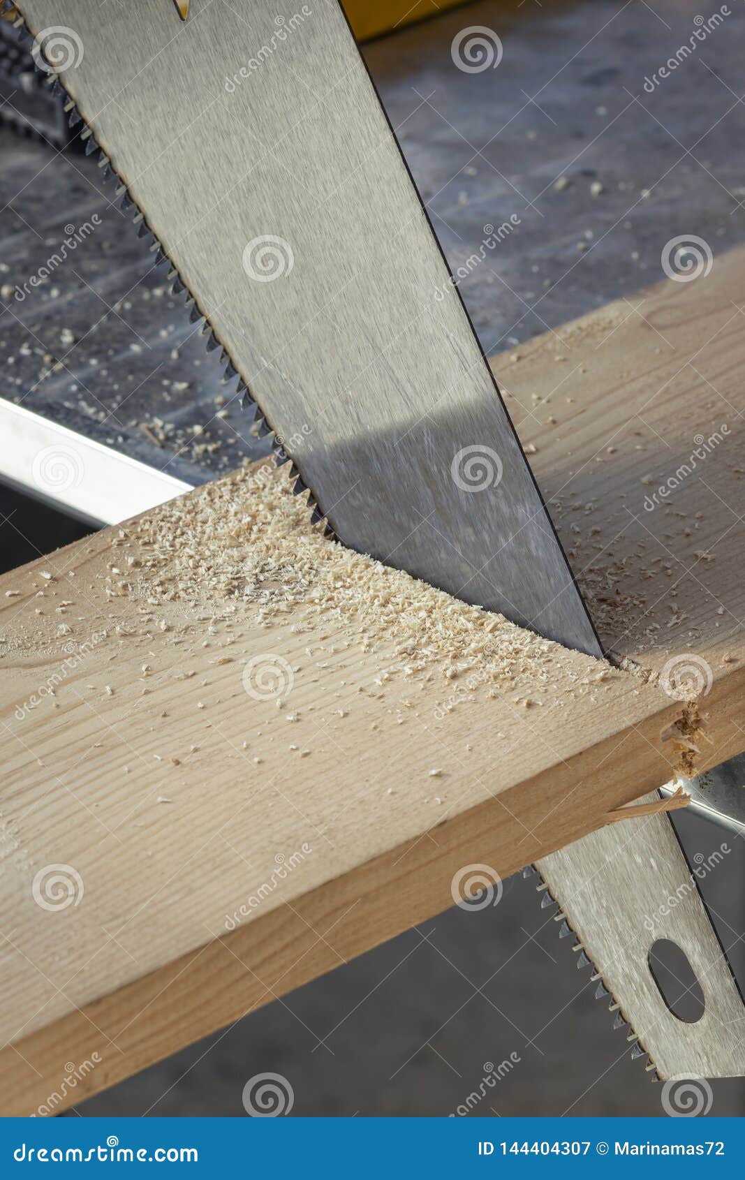 Saw Cutting through a Board Stock Image Image of sawing, craft 144404307