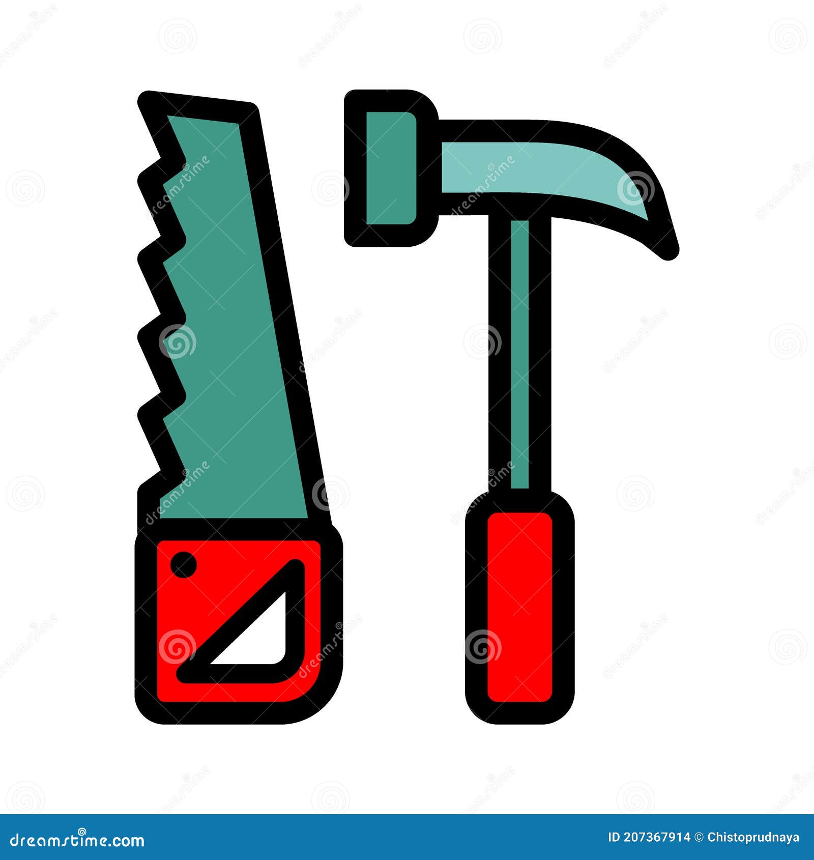 Tools Saw Hammer Vector Icon Stock Vector Illustration of hand, craft