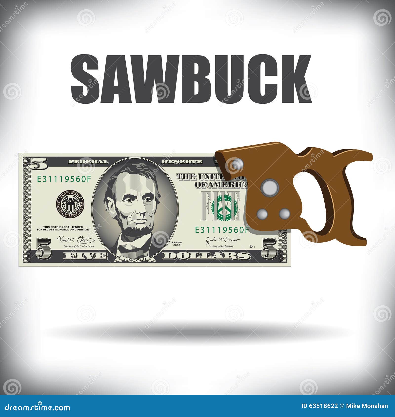 Sawbuck De Billet De Cinq Dollars Illustration de Vecteur Illustration du billets, bancaire