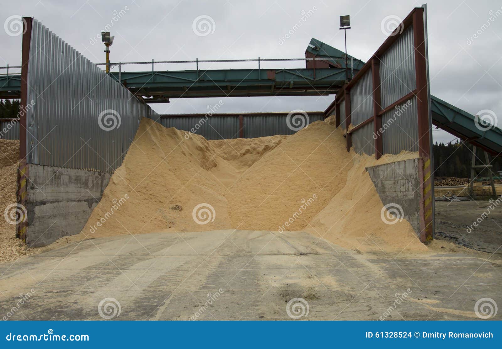 Sawdust Storage in Sawmill stock photo. Image of factory 61328524