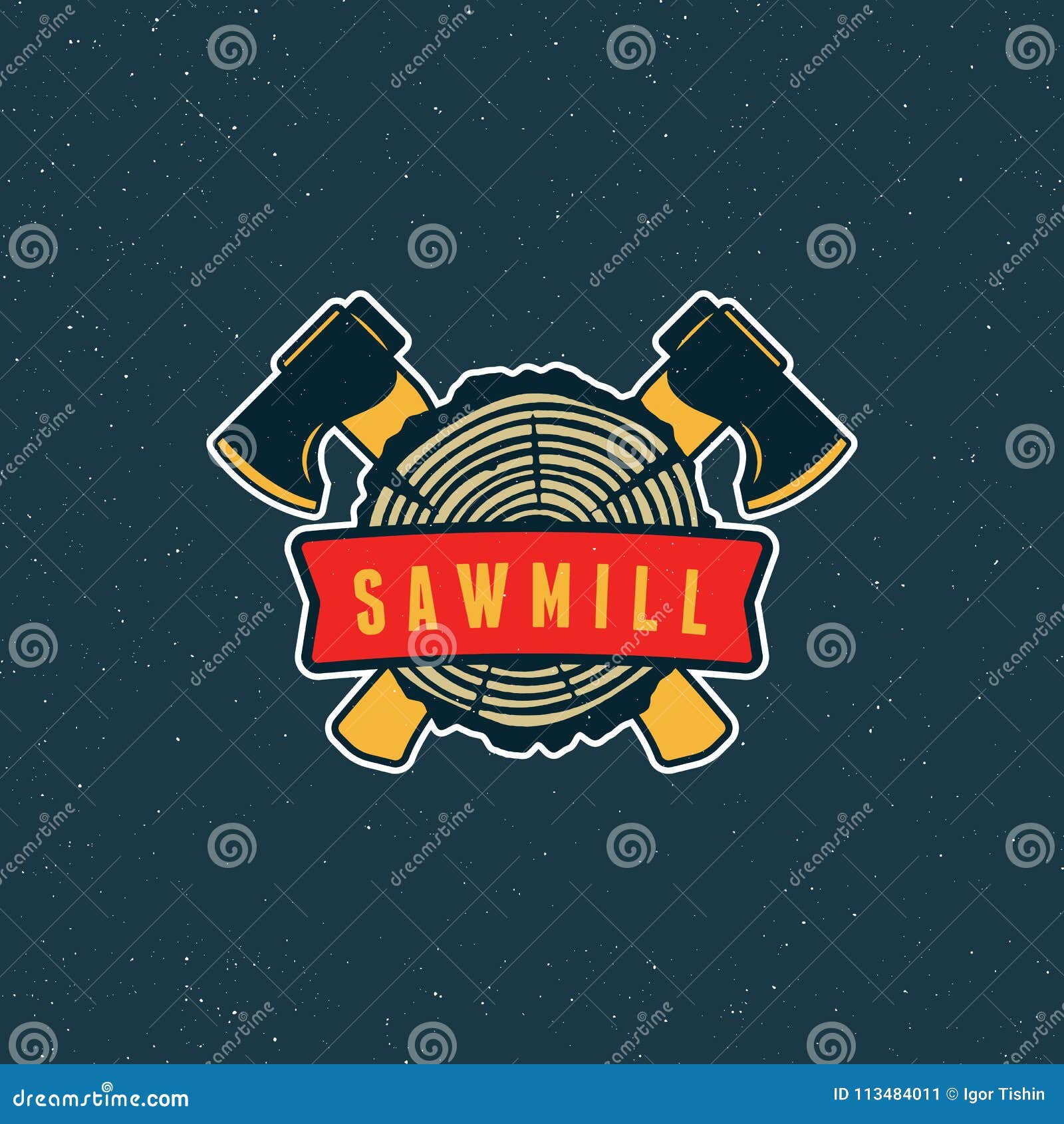 sawmill logo. retro styled woodwork emblem.  