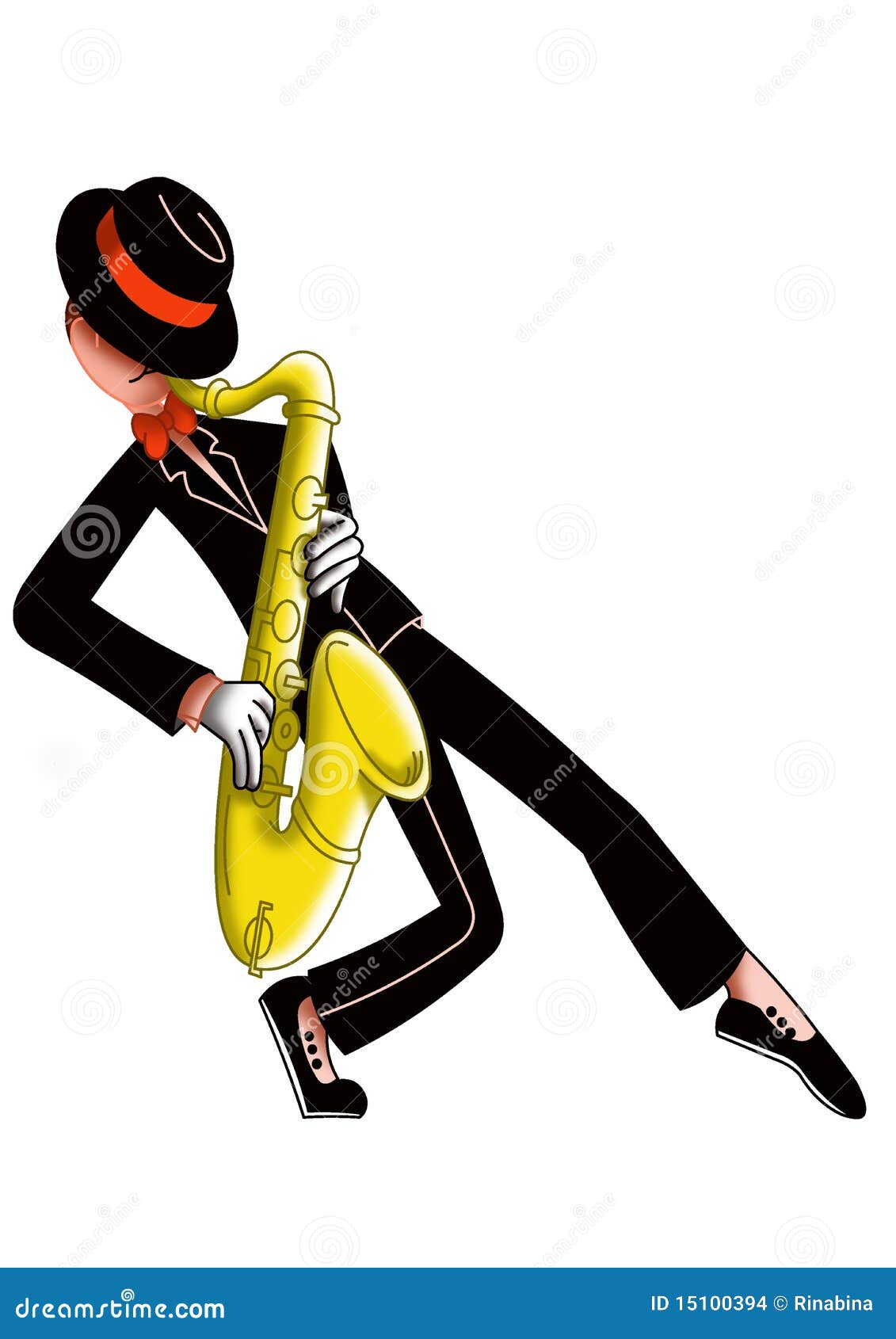 Sax player stock illustration. Illustration of orchestra - 15100394
