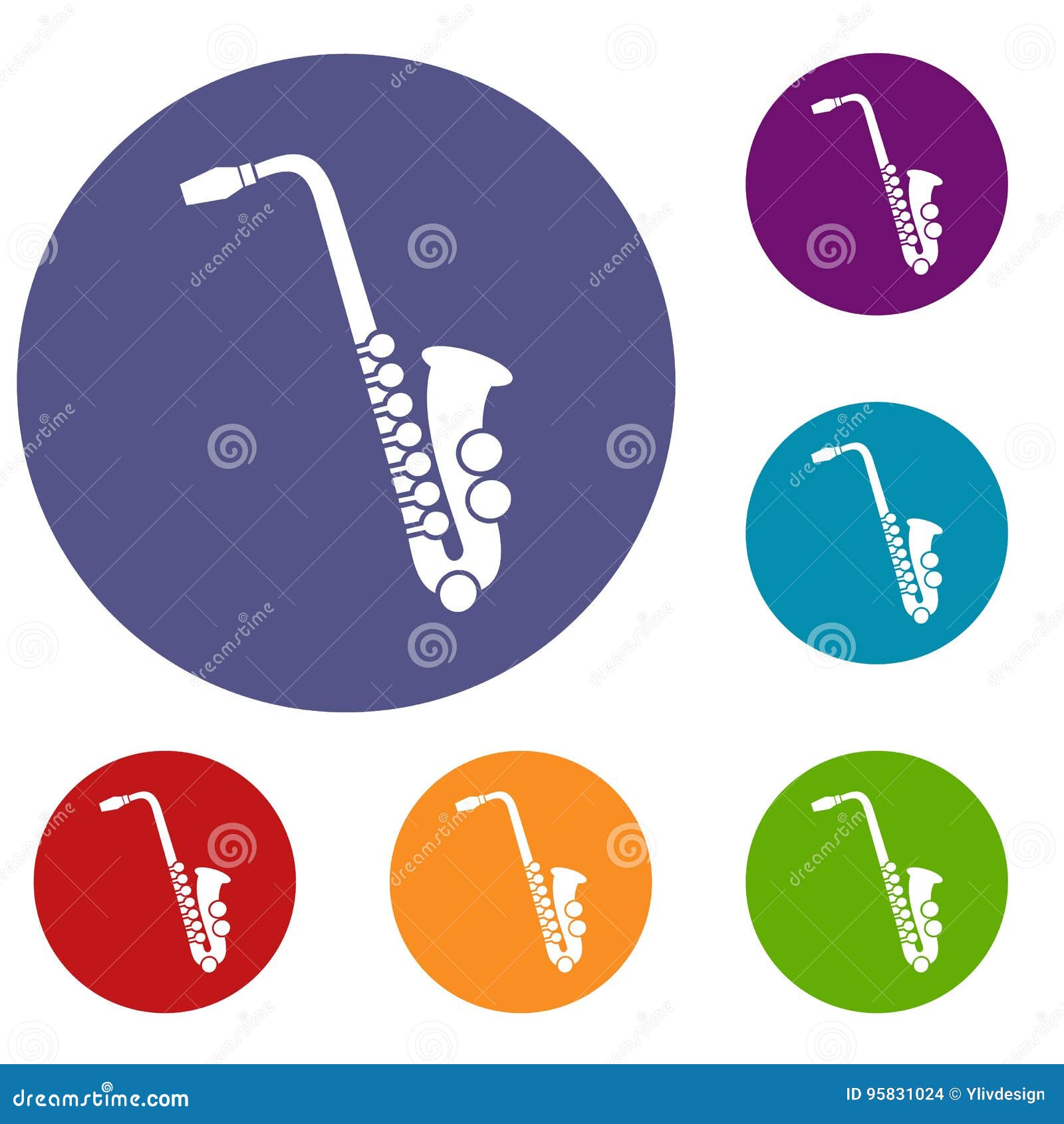 Saxophone icons set stock vector. Illustration of collection 95831024