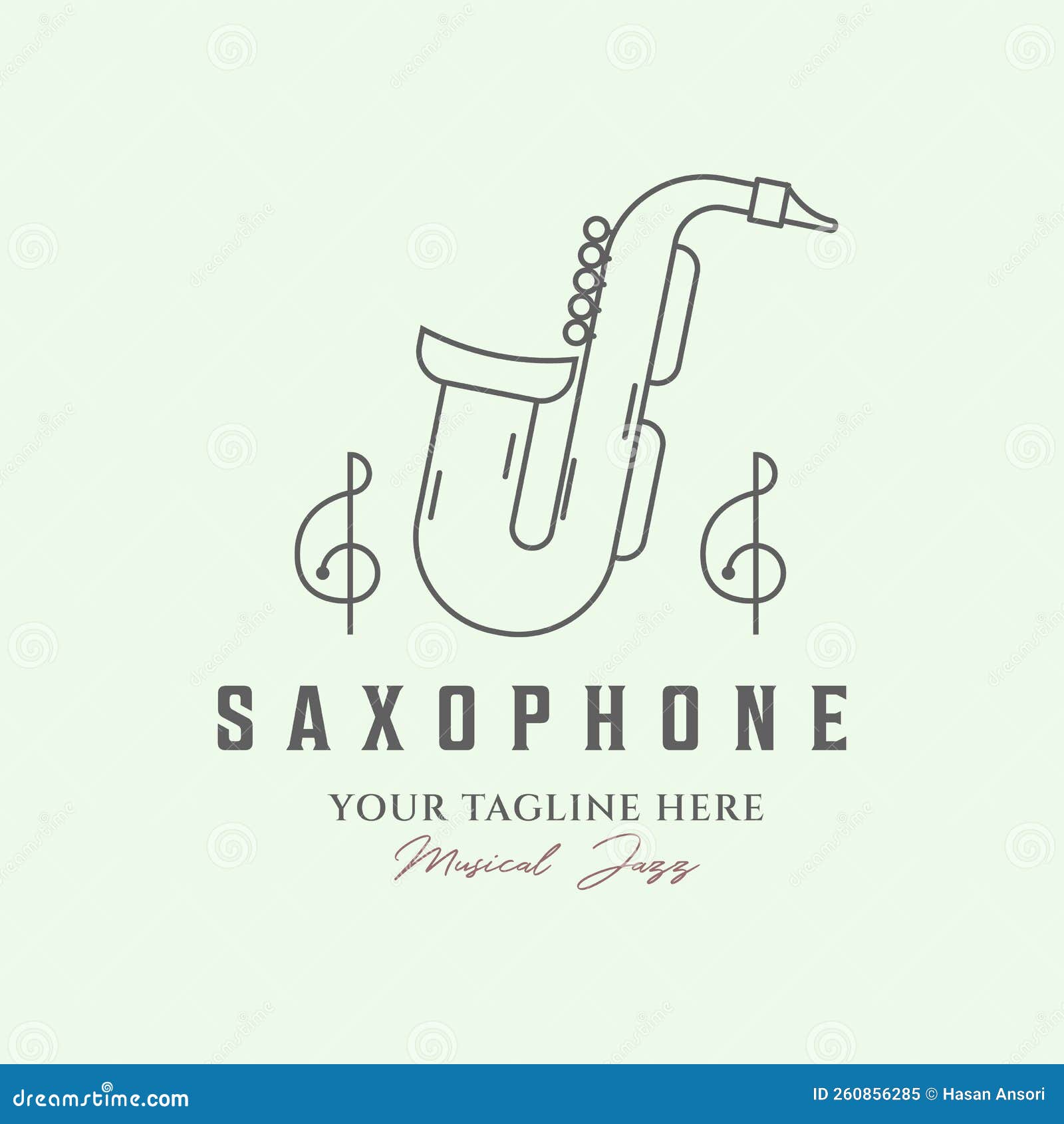 Saxophone Line Art Design Logo Minimalist Illustration Stock Vector