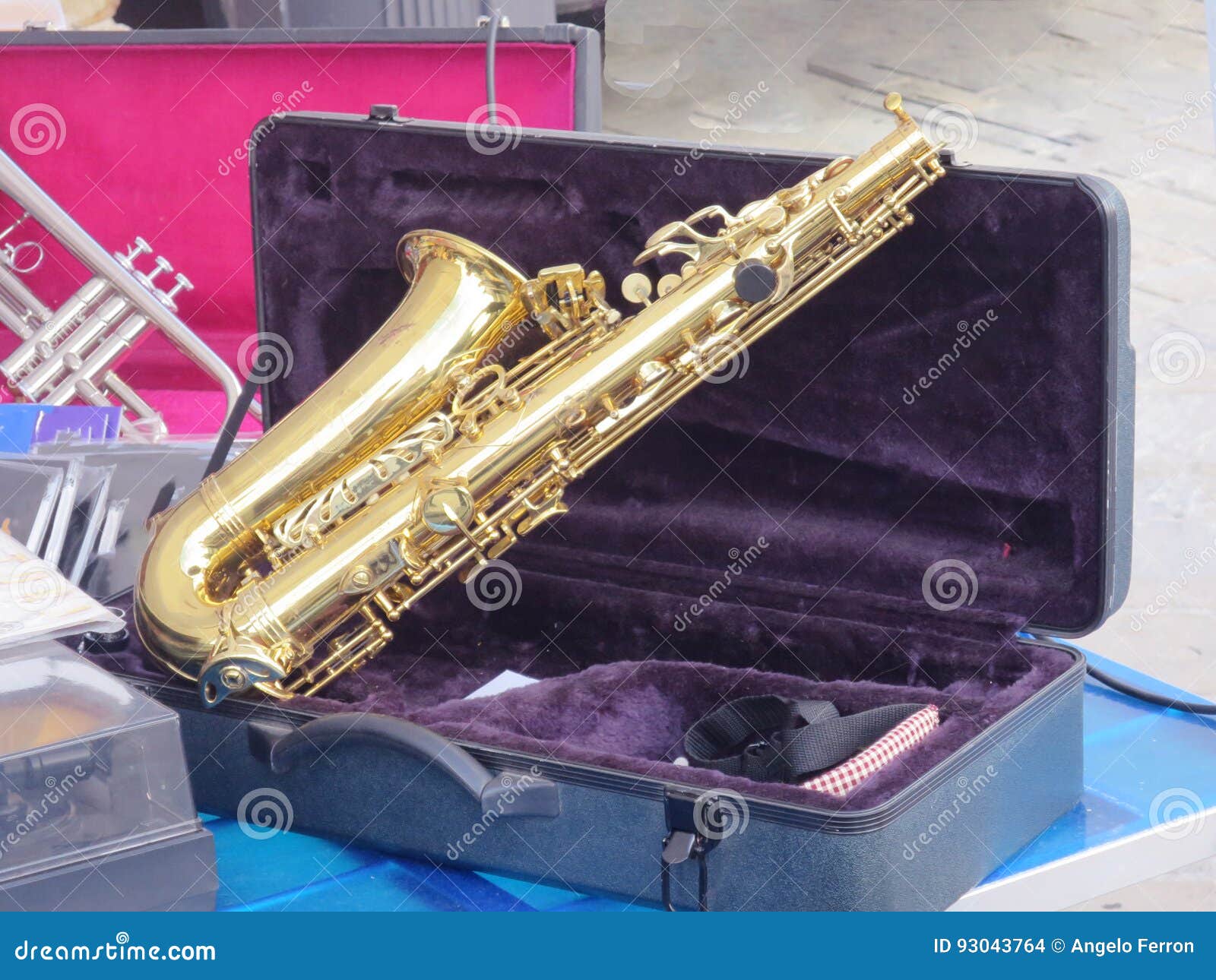 Saxophone Musical Instrument with Enclosure Stock Photo Image of