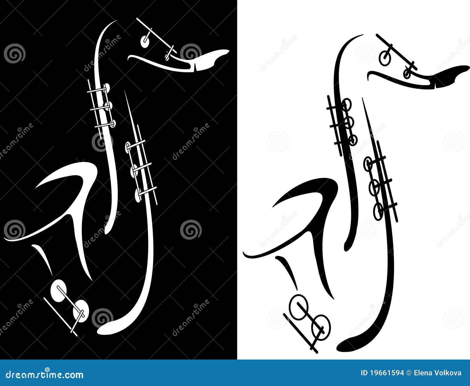 Saxophone noir et blanc illustration de vecteur. Illustration du musique 19661594
