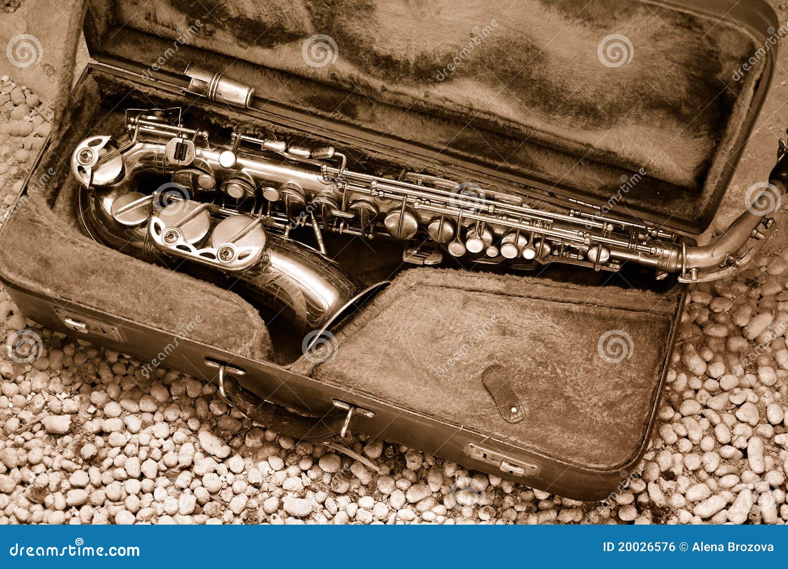 Saxophone in Old Leather Case Stock Photo Image of detail