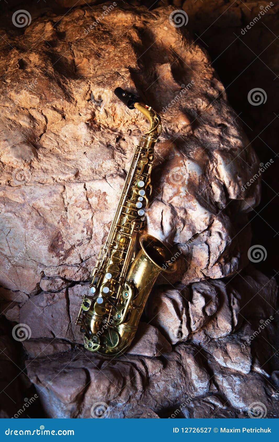Saxophone and old rock stock image. Image of shot, musical 12726527