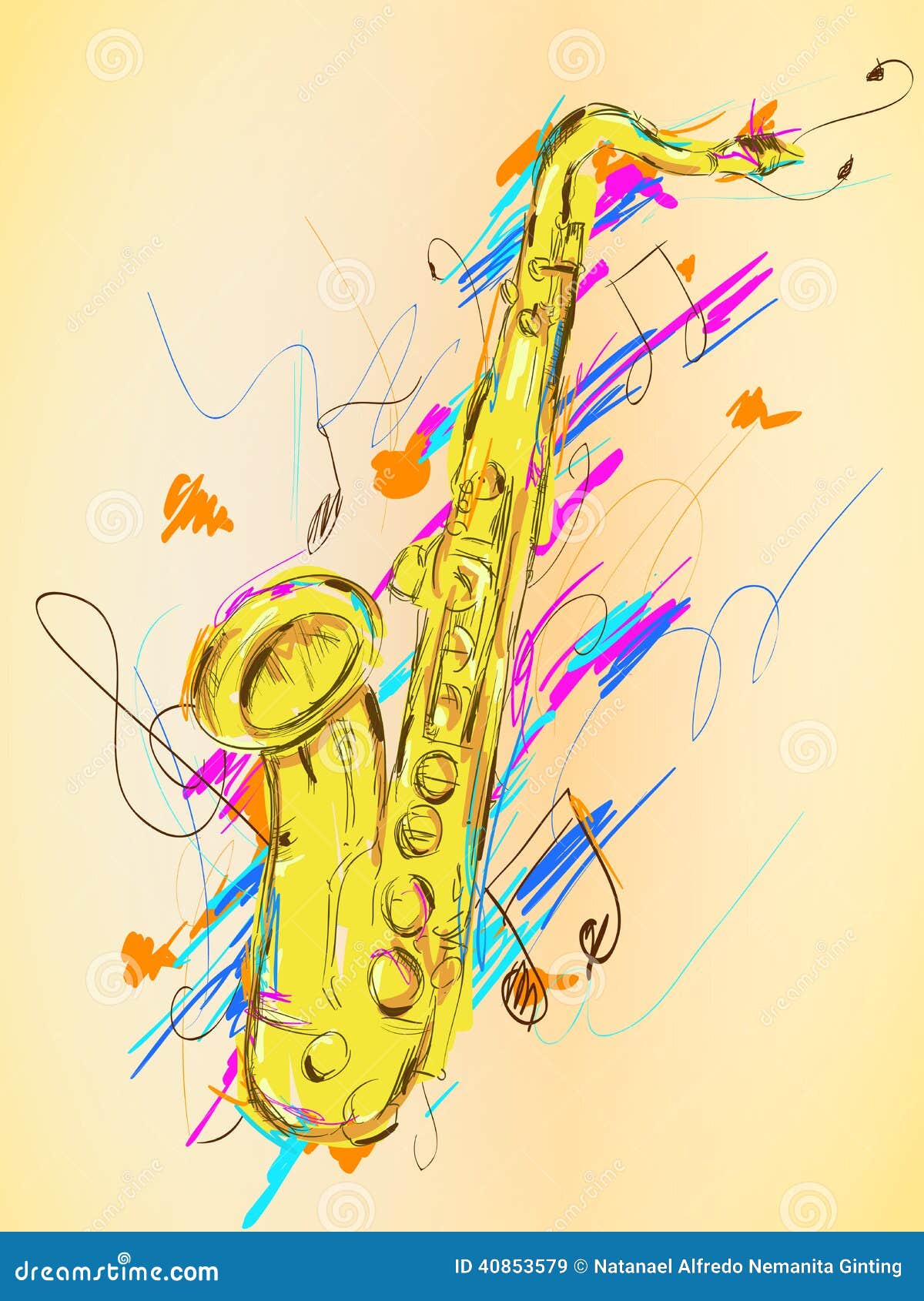 Saxophone Painting Vector Art Stock Vector Illustration of poster