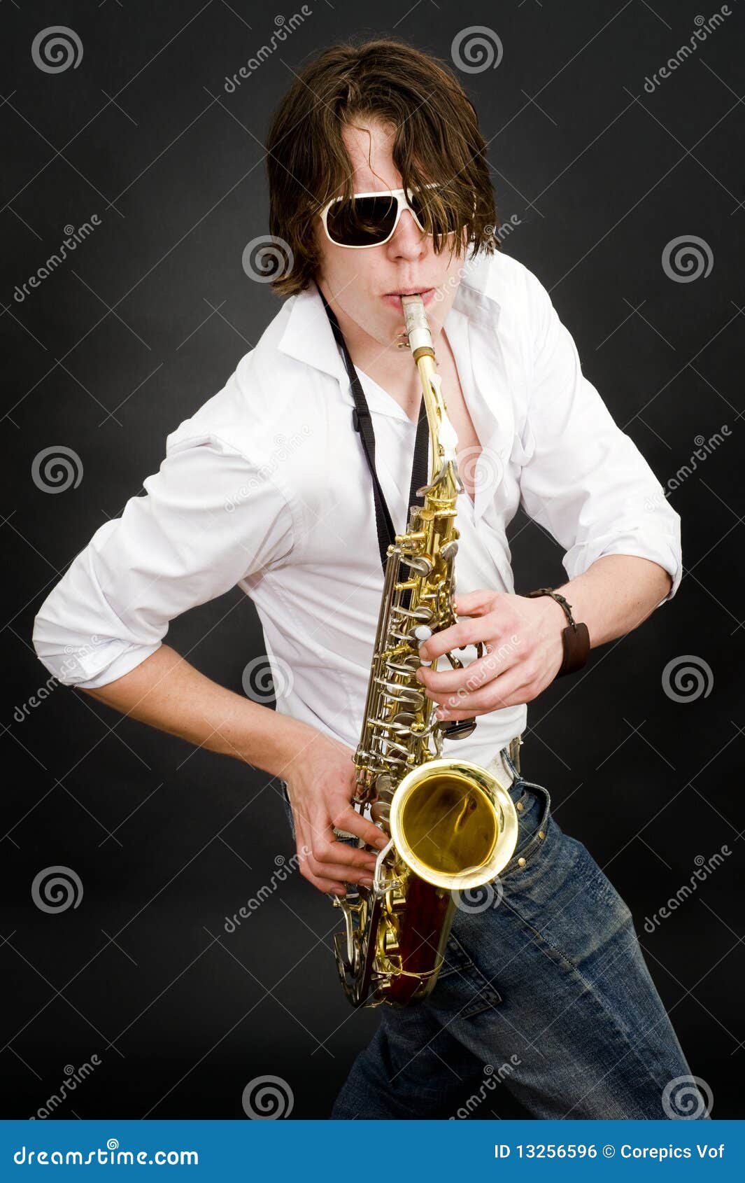 Saxophone player stock photo. Image of caucasian, person 13256596