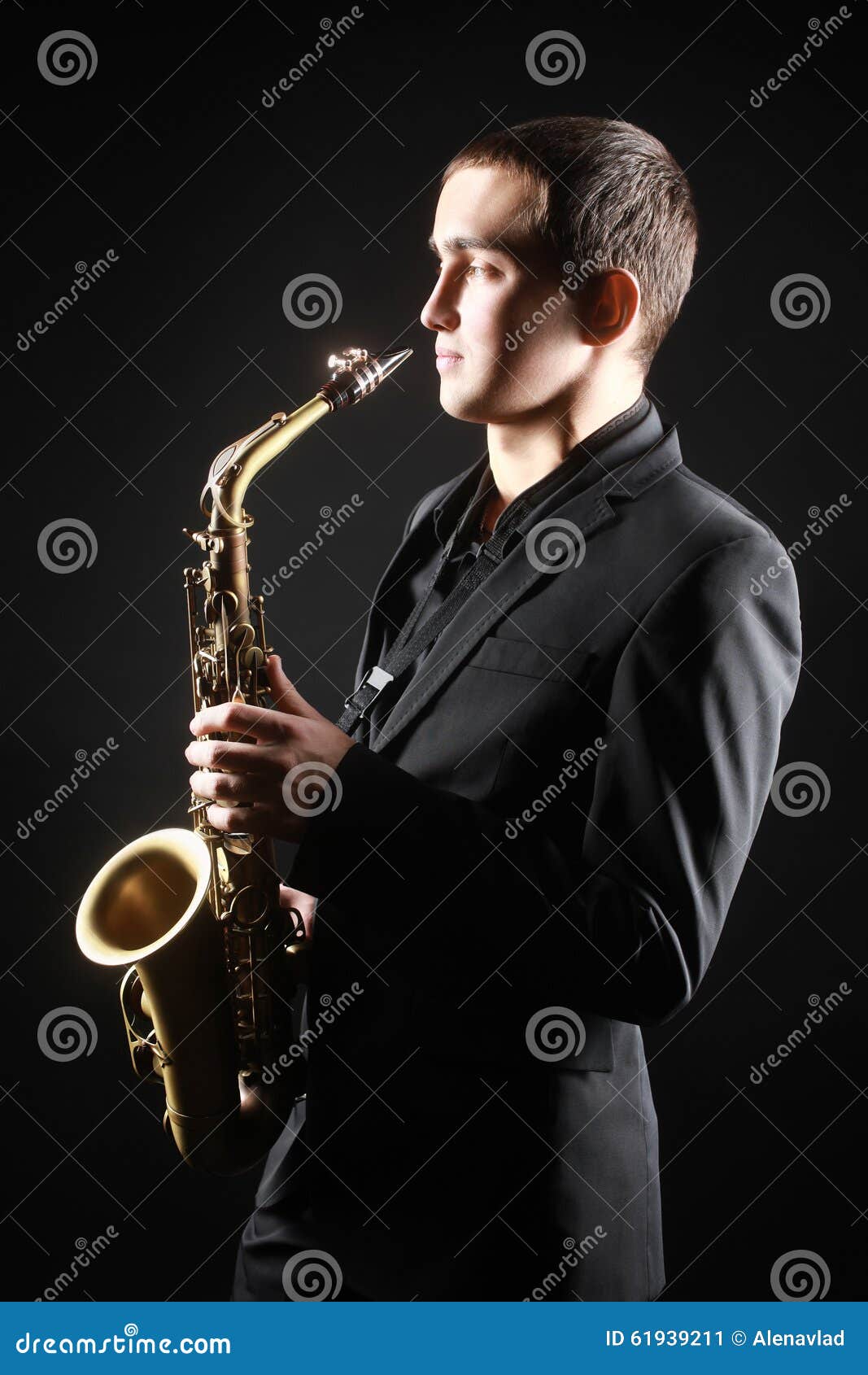 Saxophone Player with Sax Alto Stock Image Image of instruments, male